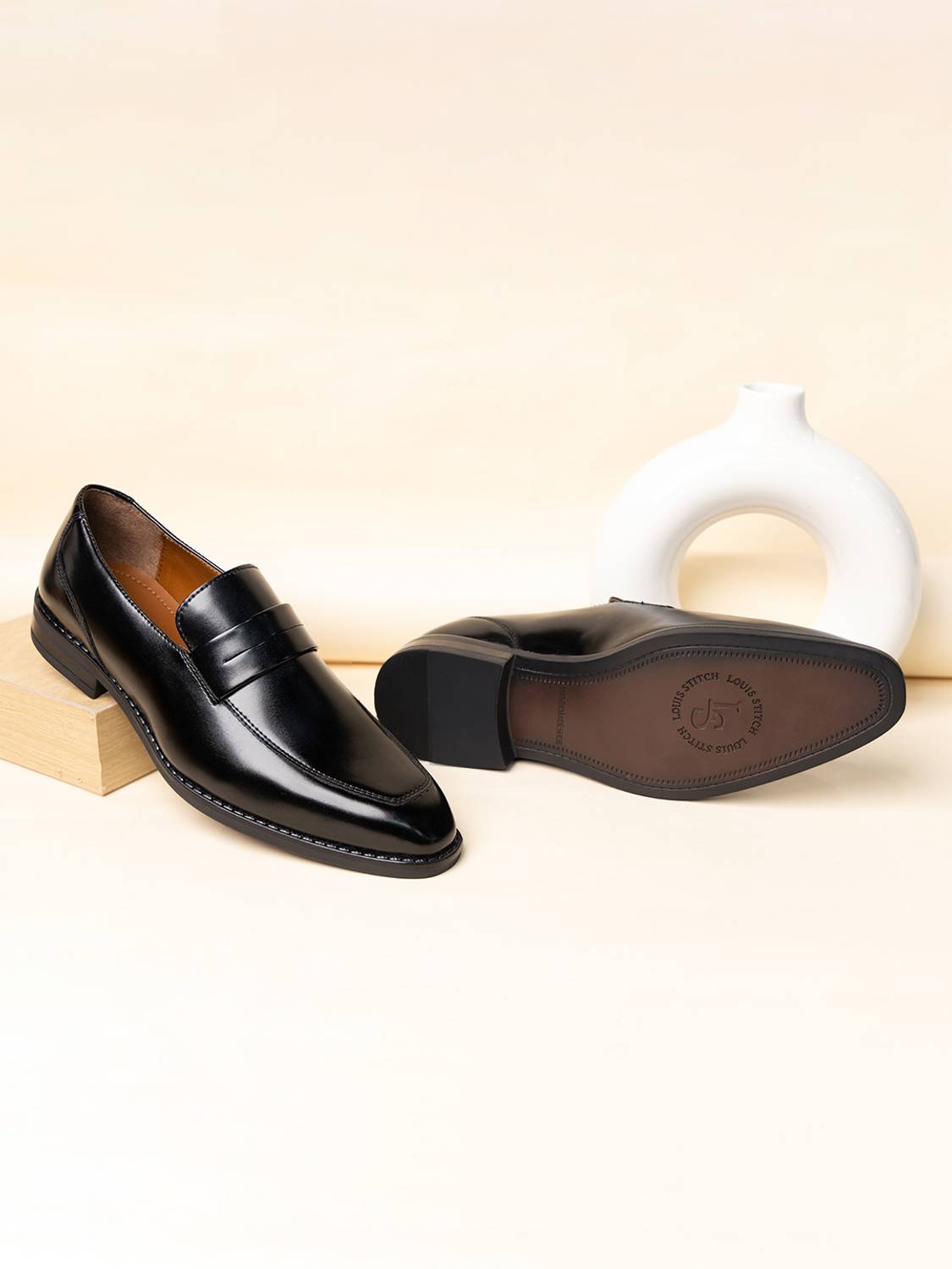 Louis Stitch Black Formal Slipon Mocassin Shoes for Men - UK 11 - Image 2