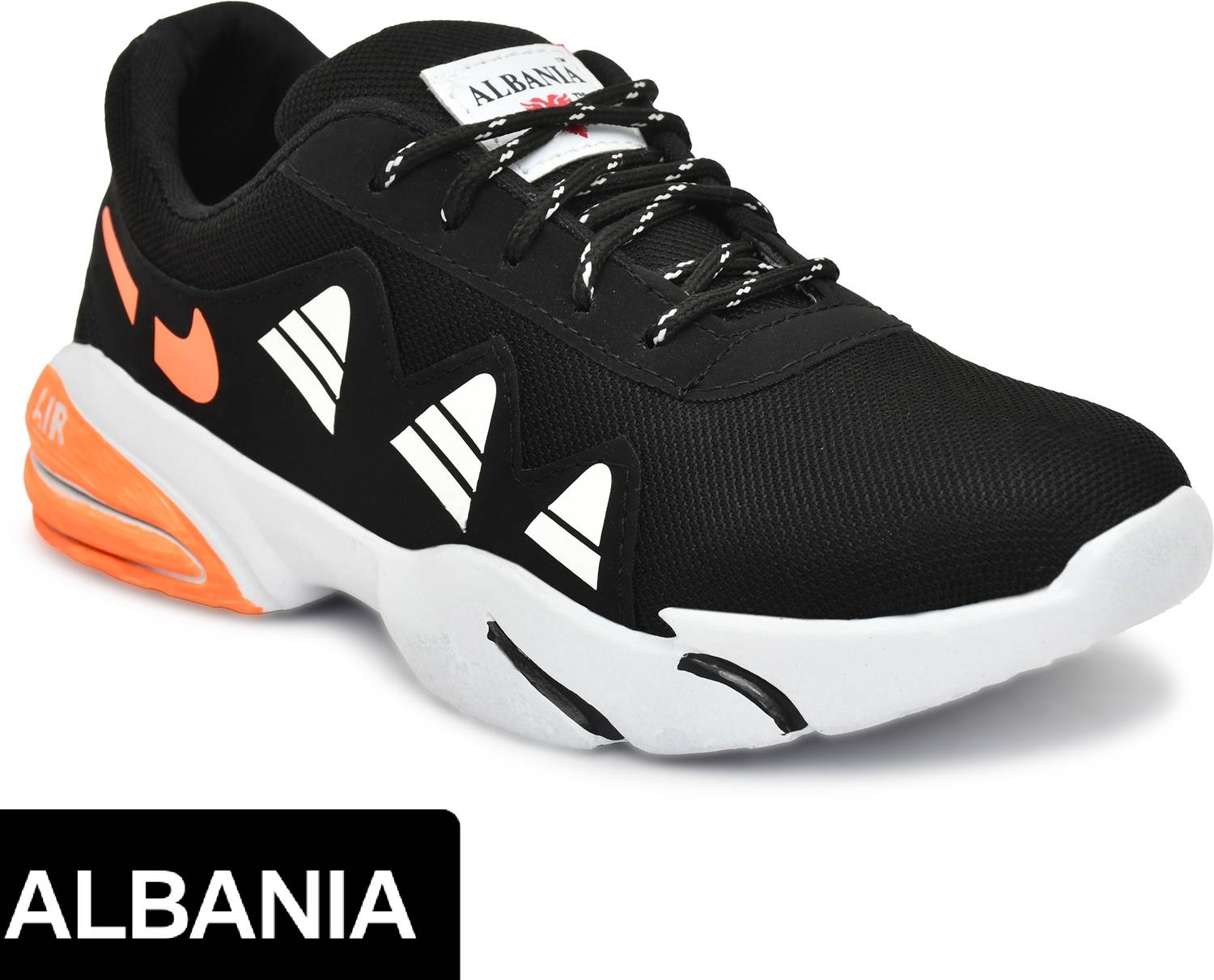 ALBANIA Running Shoes For Men (Black) Party Wear For Men