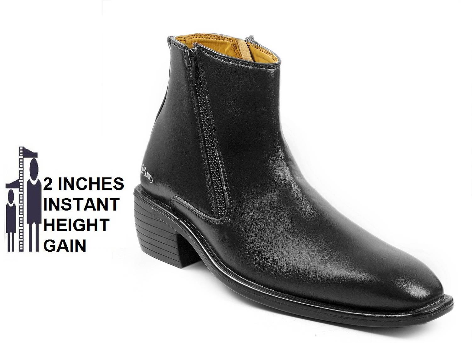 BXXY Men's Black Height increasing Latest Formal Party wear Zipper Slip On For Men