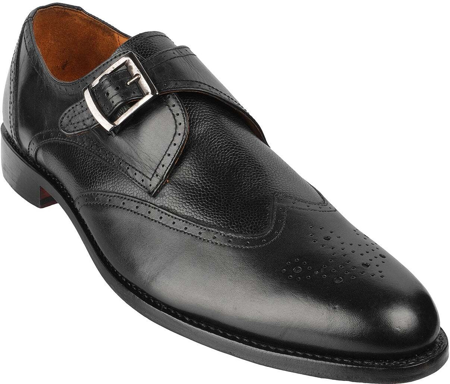 Image of Genr Big Size Regular Width Black Leather Slip-On Shoes For Men (UK14 /US15) Slip On For Men (Black, 14)