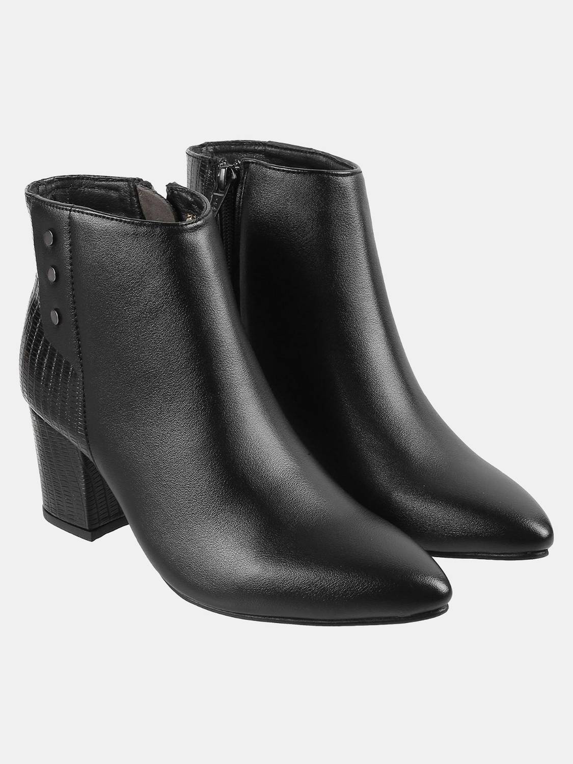 MOCHI Textured Block Heeled Mid-Top Boots for Women - Image 2