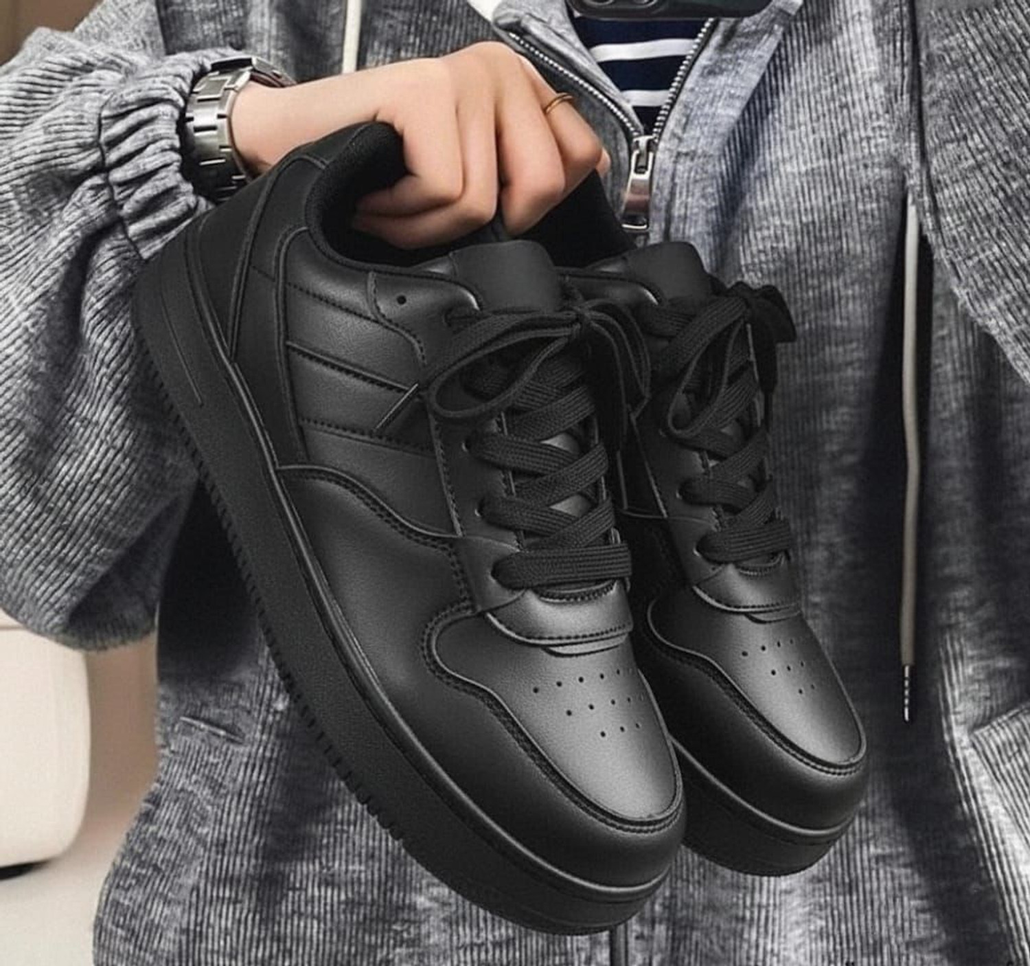 Image of TERRA TRADERS Trending Outdoor full black shoes for boys and men Sneakers For Men