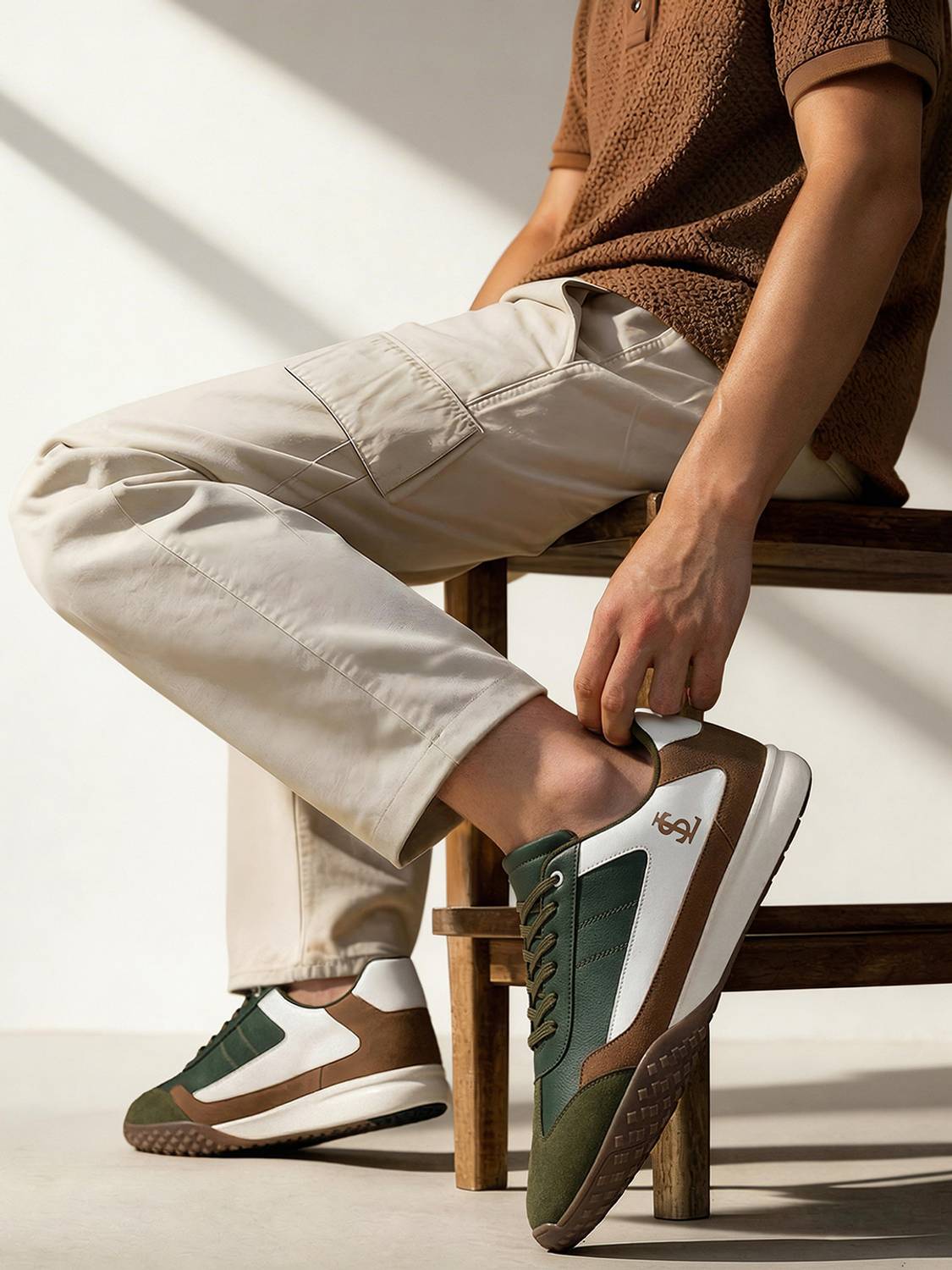 Louis Stitch Men's Green and Tan Sneaker UK-6 - Image 1