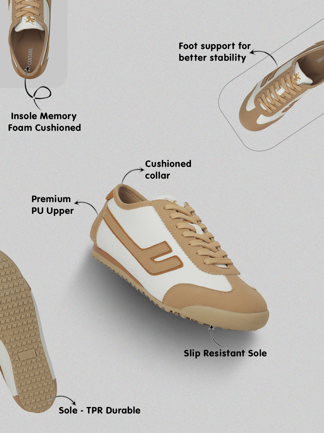 Image of CANTABIL Cantabil Colourblock Casual Sneakers for Men l Lightweight with Cushioned Insole Sneakers For Men