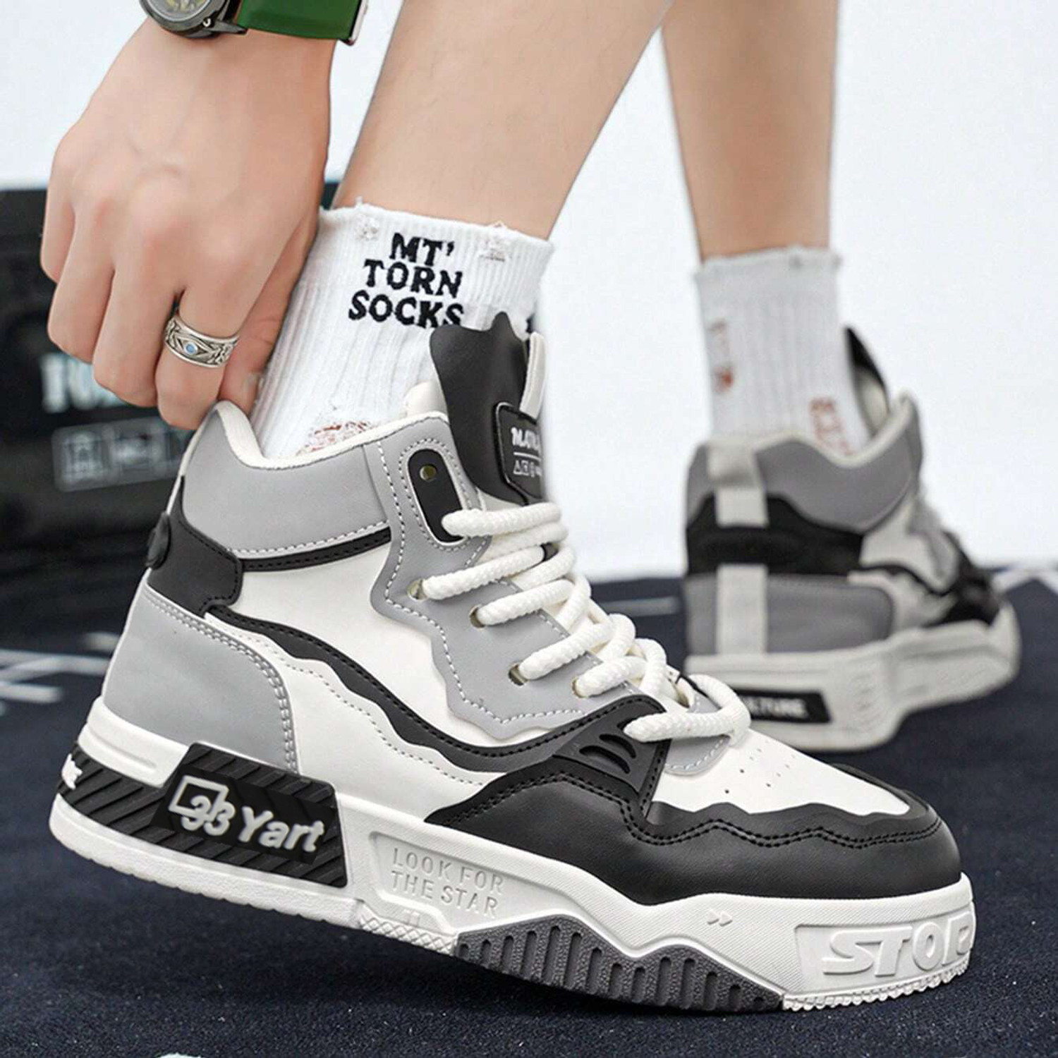 Image of Zixer Men's Premium Pastel Pops High-Top Ankle Casual Shoes For Men Sneakers For Men Outdoors For Men