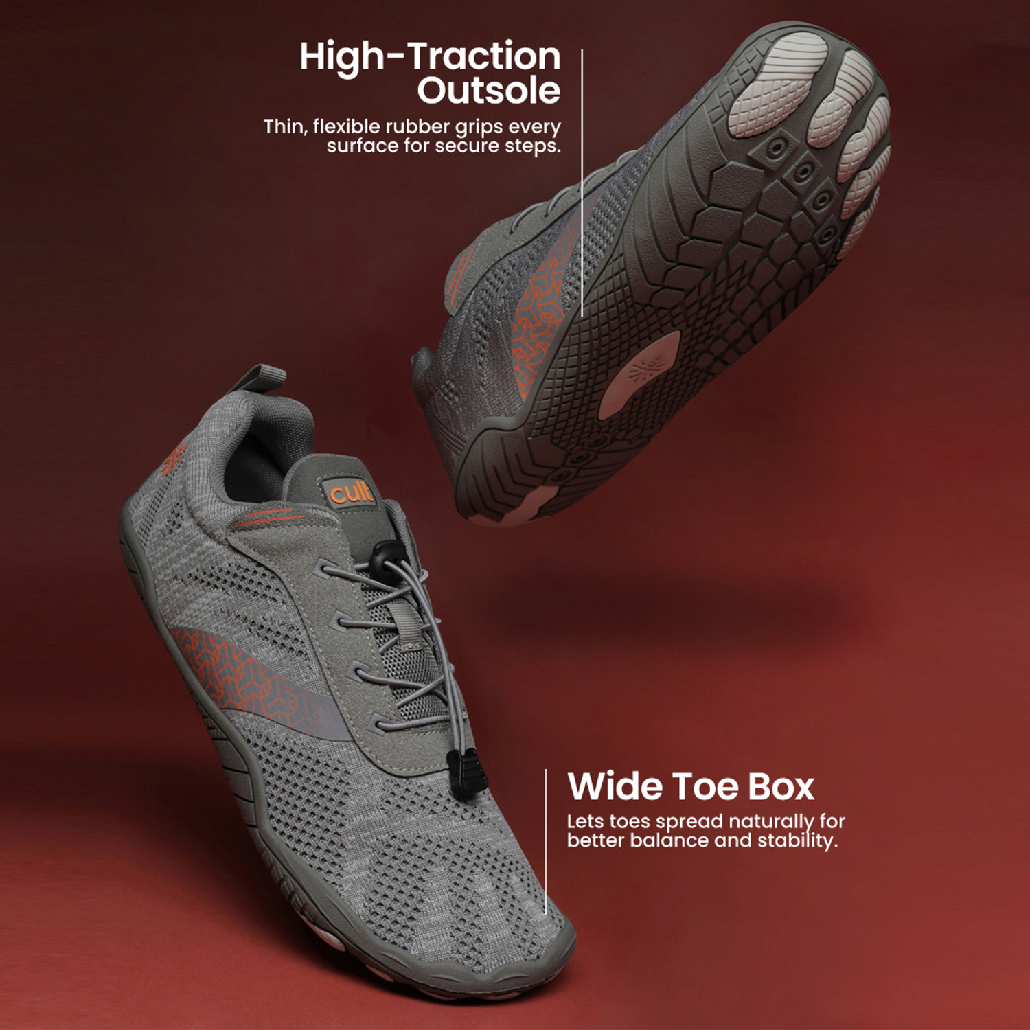 Image of Cult KnitFit Barefoot Training Minimalist Shoes Zero Drop Wide Feet Fit Flexible Barefoot Shoes For Men