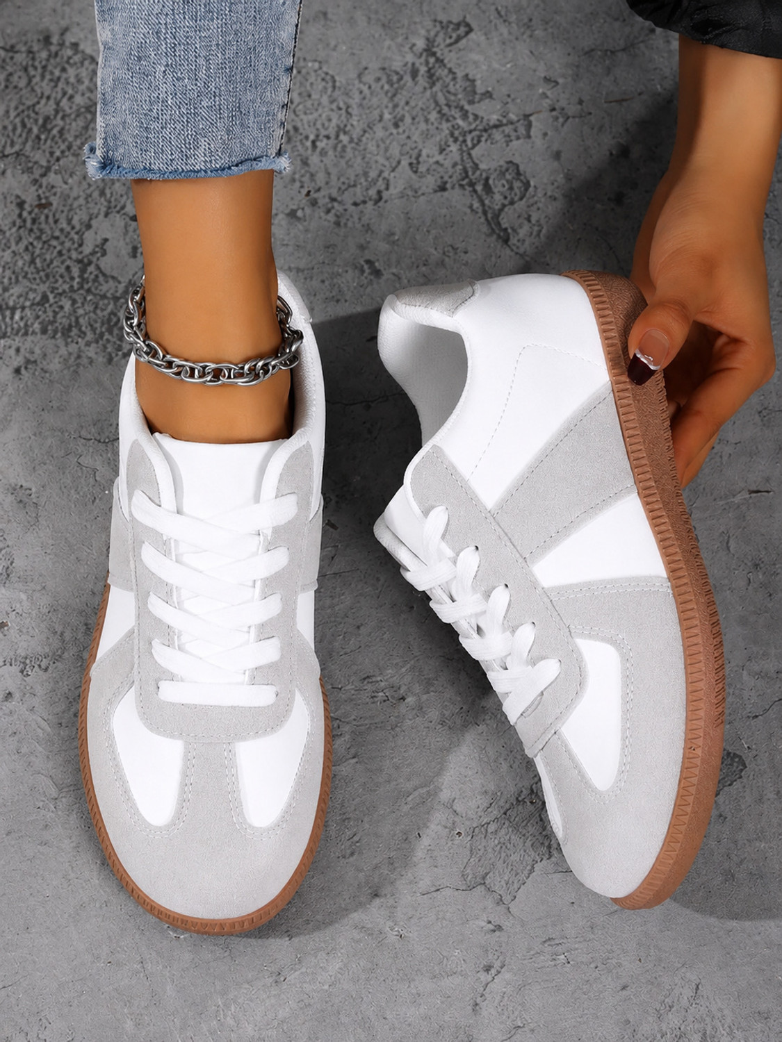 Image of Sender colorblock white sneakers for women Sneakers For Women (White, 4)