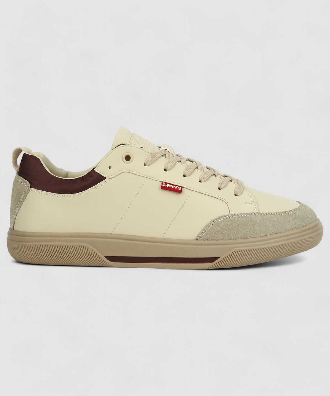 Image of LEVI'S Men's Beige Solid Sneakers Sneakers For Men