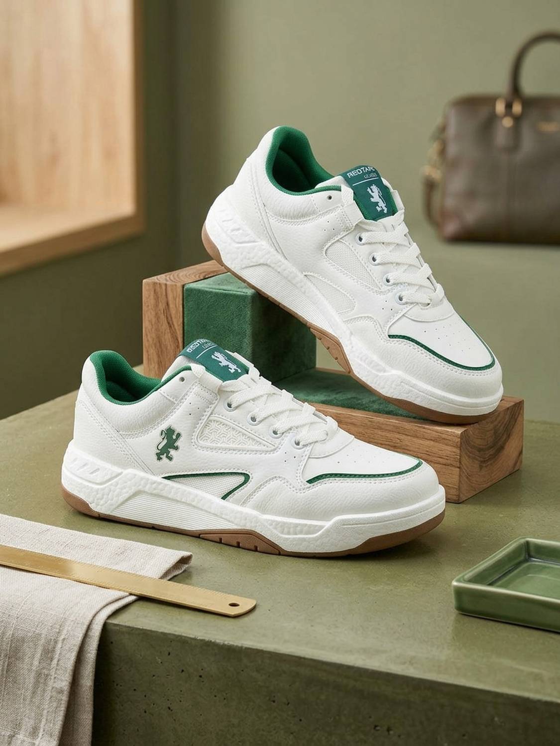 RED TAPE Men White & Green Chunky Sneakers - Image 2