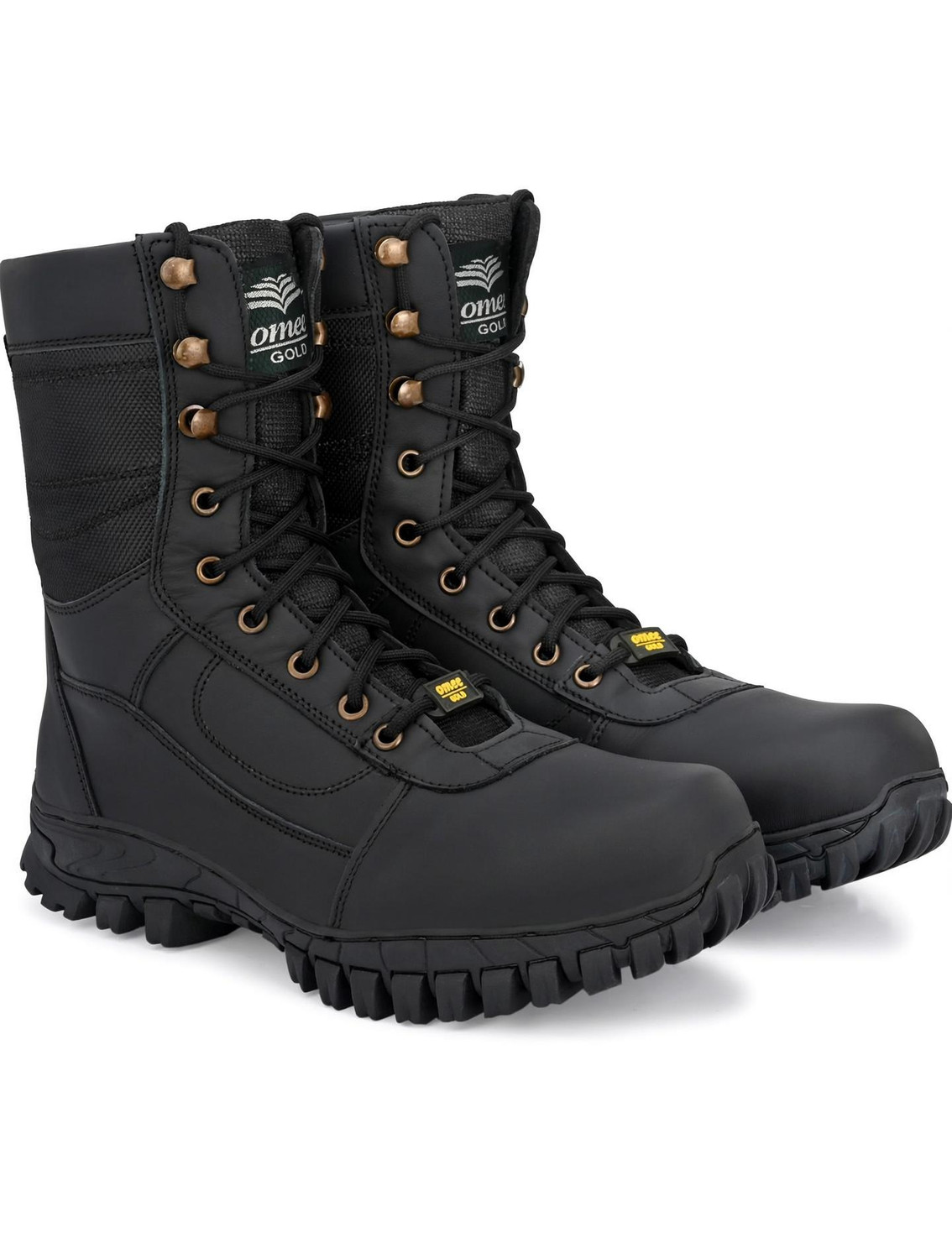 Image of OMEE GOLD Men's Black Leather Tactical Combat NCC /Army /Military Boot Casuals For Men