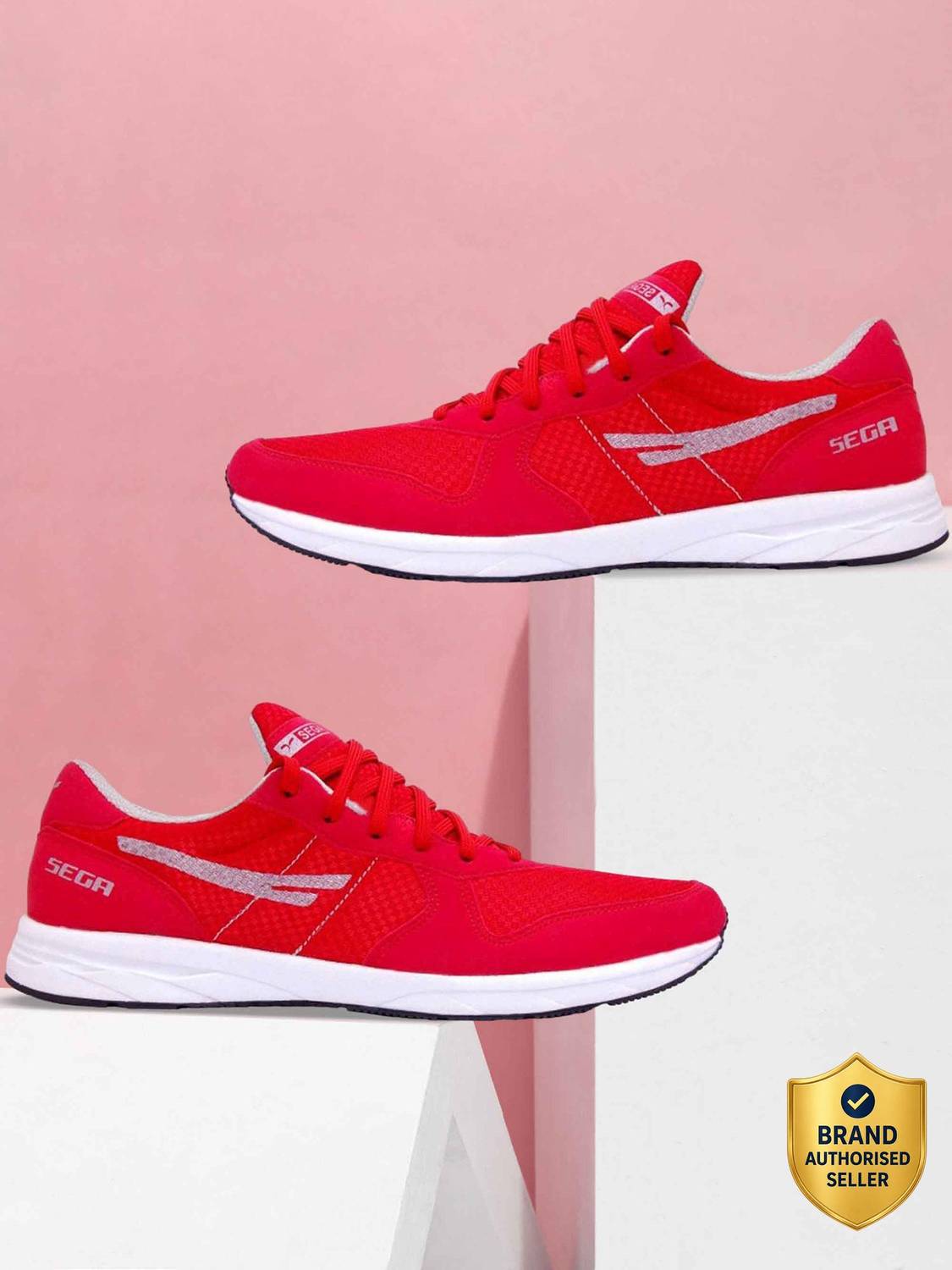 SEGA Red Marathon Walking Shoes For Men - Image 1