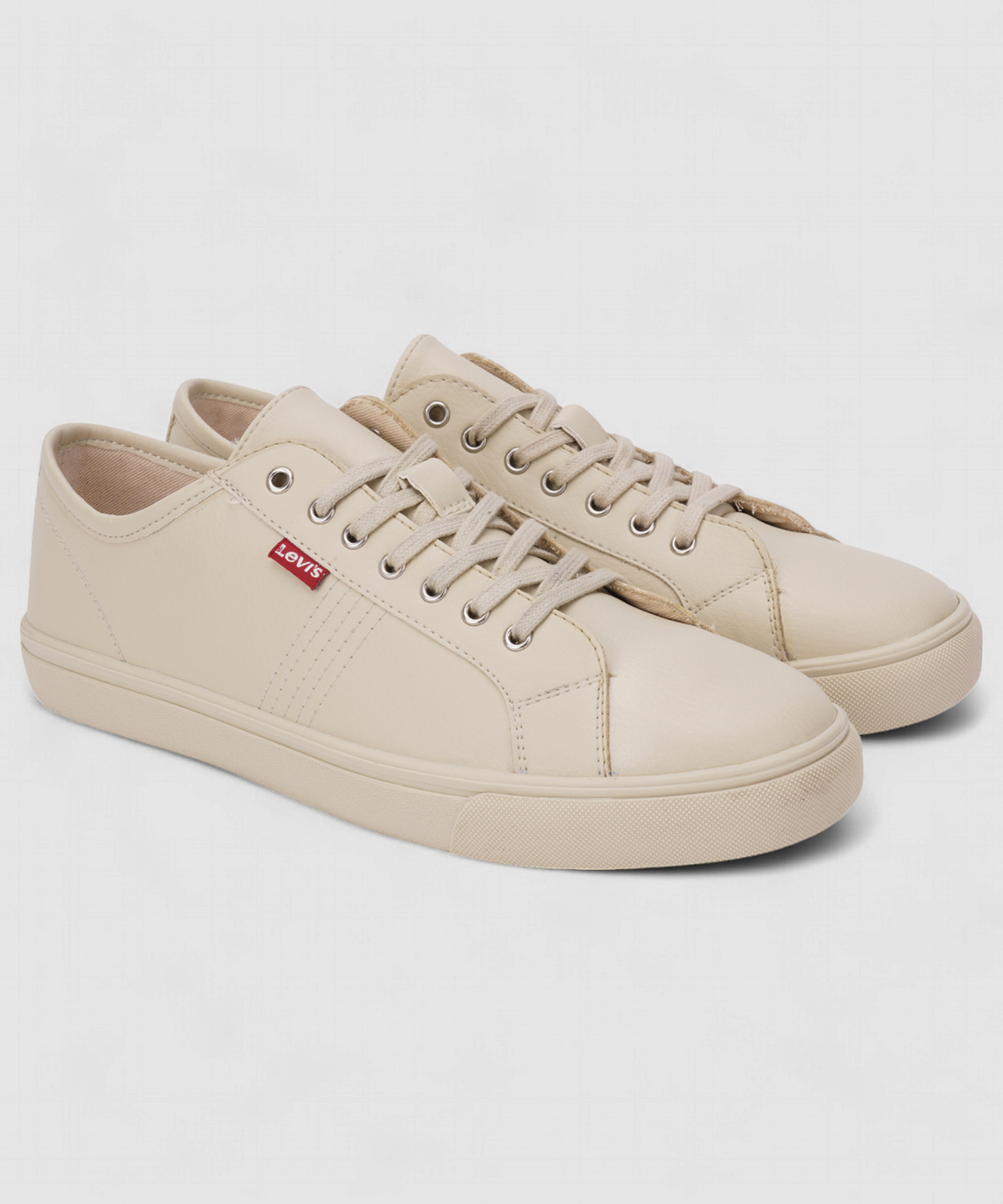 Image of LEVI'S Men's Beige Solid Sneakers Sneakers For Men