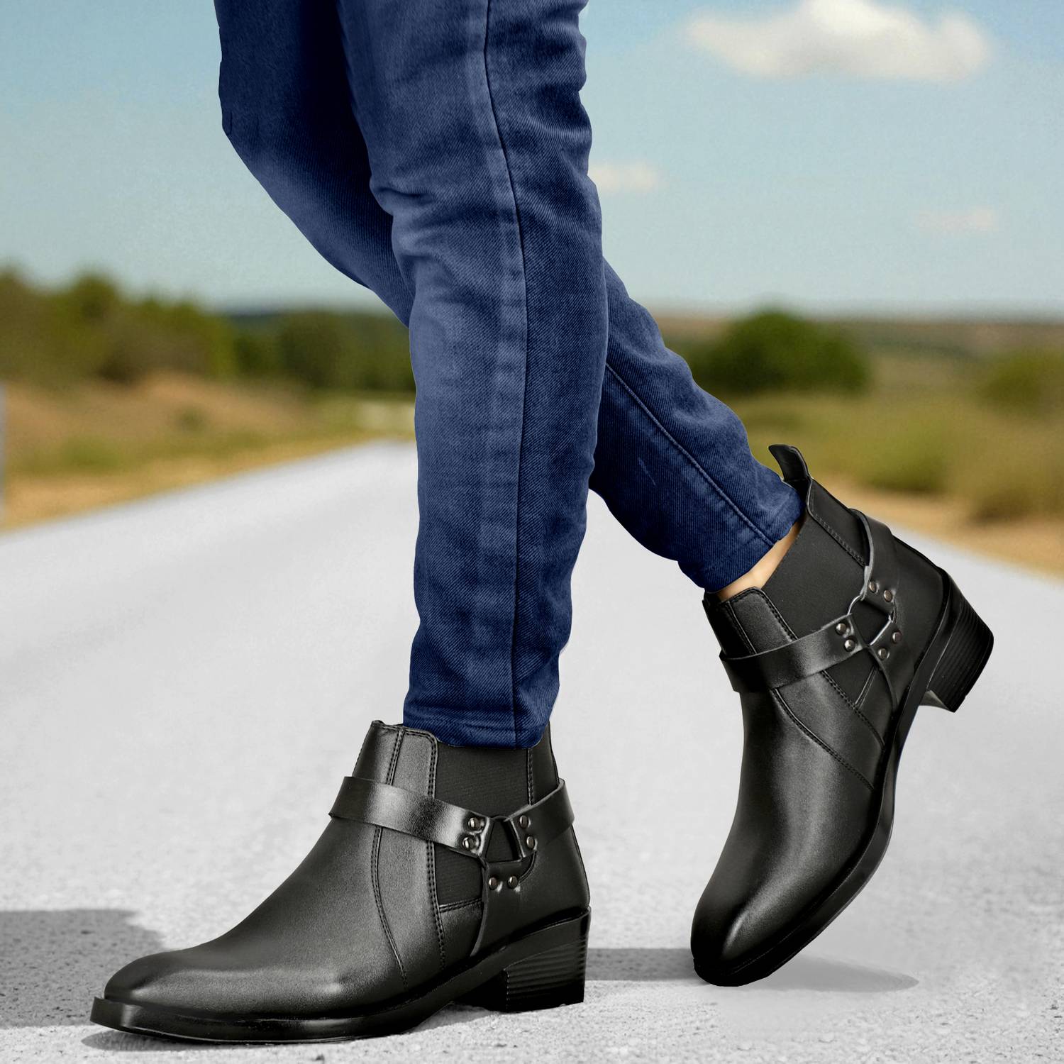 Retro King Chelsea boots for Men Full Grain Leather Genuine