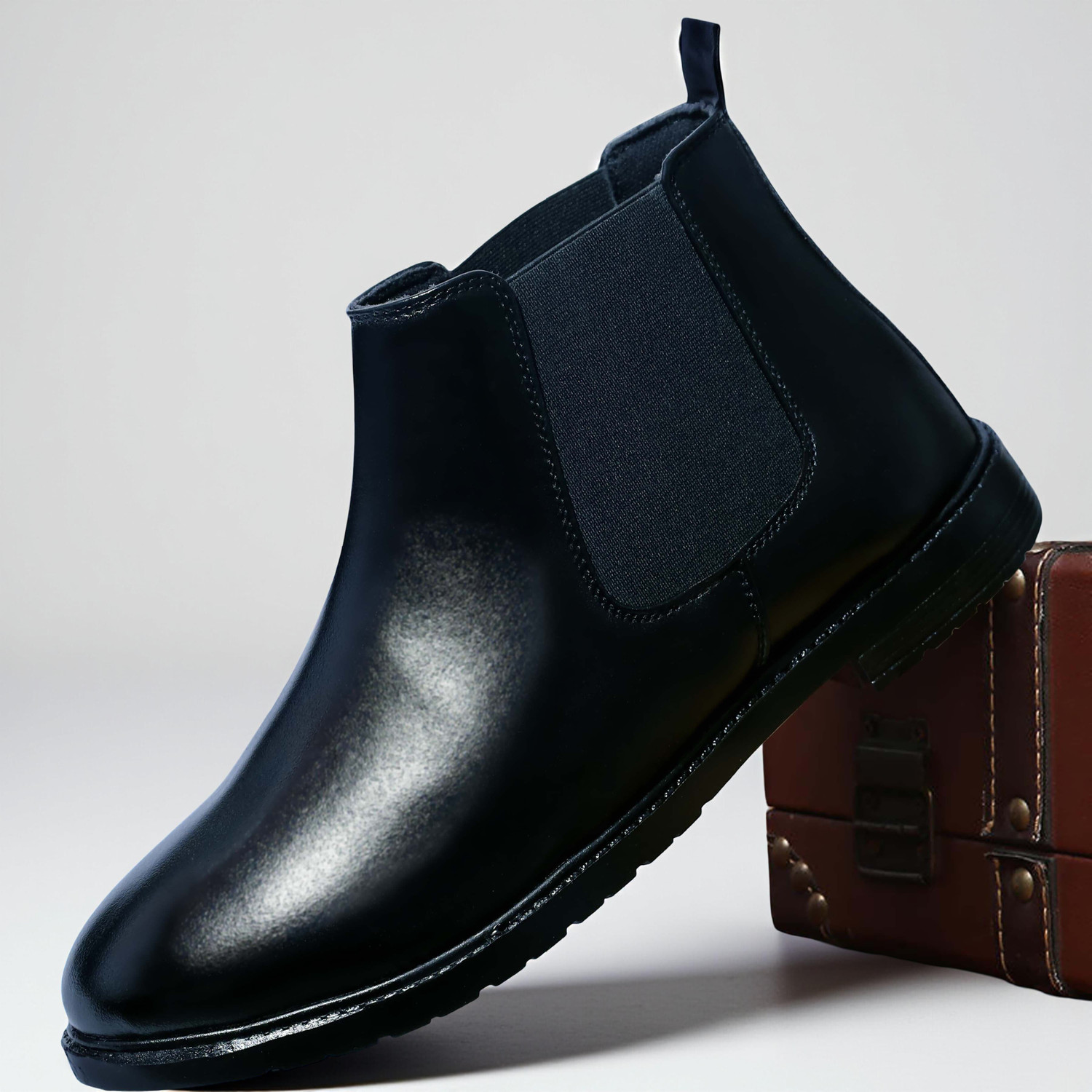 Image of lymn Synthetic Leather Lightweight Comfortable Trendy Slip On Chelsea Boots For Men Boots For Men