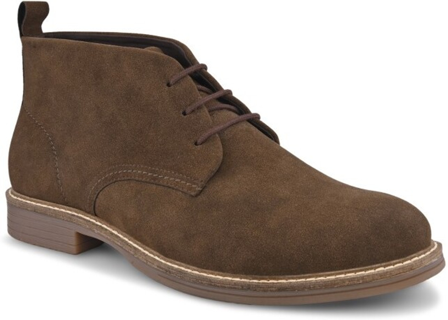Image of House of Pataudi Men brown suede casual slip on lace up ankle length chukka boots Boots For Men (Brown, 9)