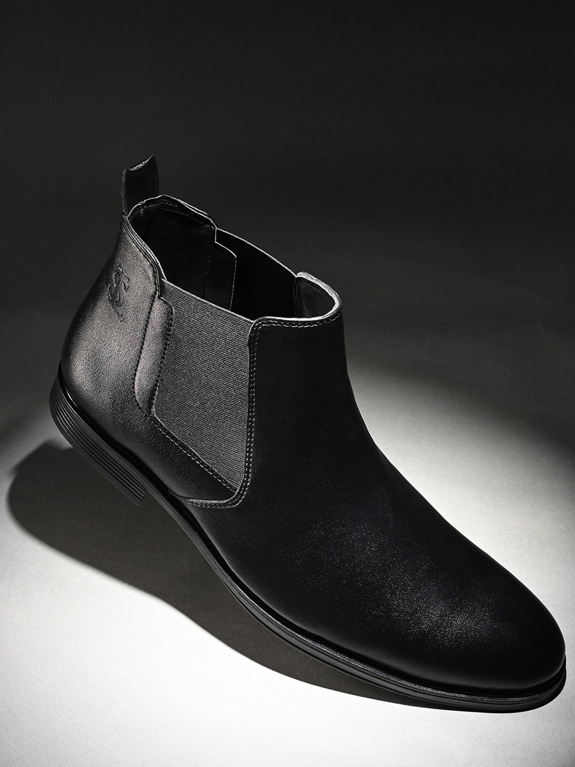 Image of LOUIS STITCH Black Casual Mid-Top Ankle Slip-On Chelsea Boots for Men, LSLXPLCLJB, UK-9 Boots For Men