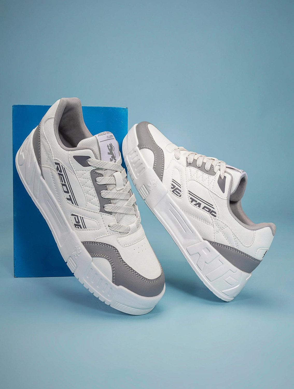 Image of RED TAPE Lifestyle Sneakers Shoes for Men | Rounded Front, Soothing Insole Sneakers For Men (Grey, White, 8)