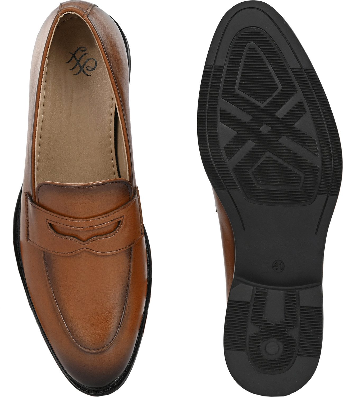 Image of House of Pataudi Stylish Loafers for Men With Soft Sole Casual & Semi-Formal Wear Slip On For Men (Tan, 7)