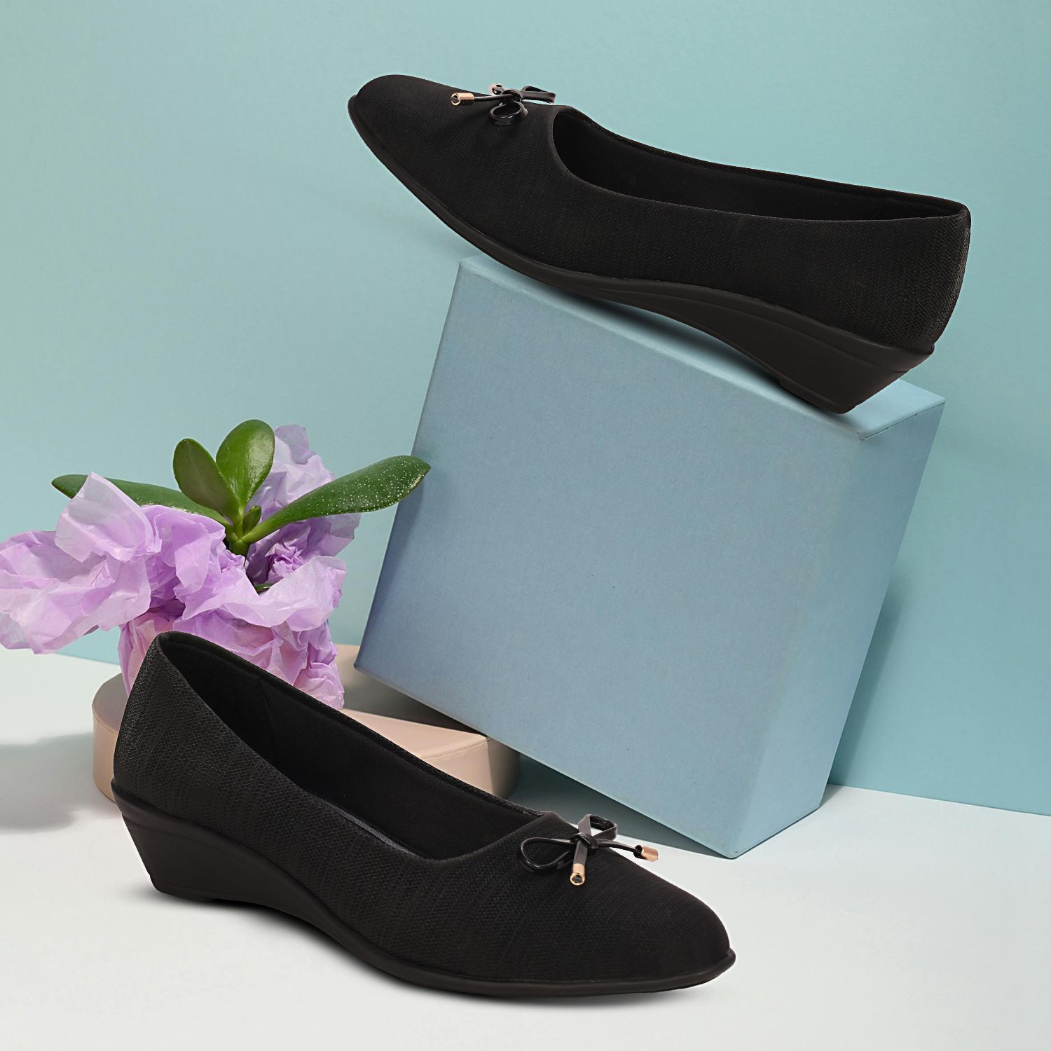 Image of Anita Sarees Women's Synthetic Leather Low Wedge Heel Formal, Casual Ballerinas & Women Bellies