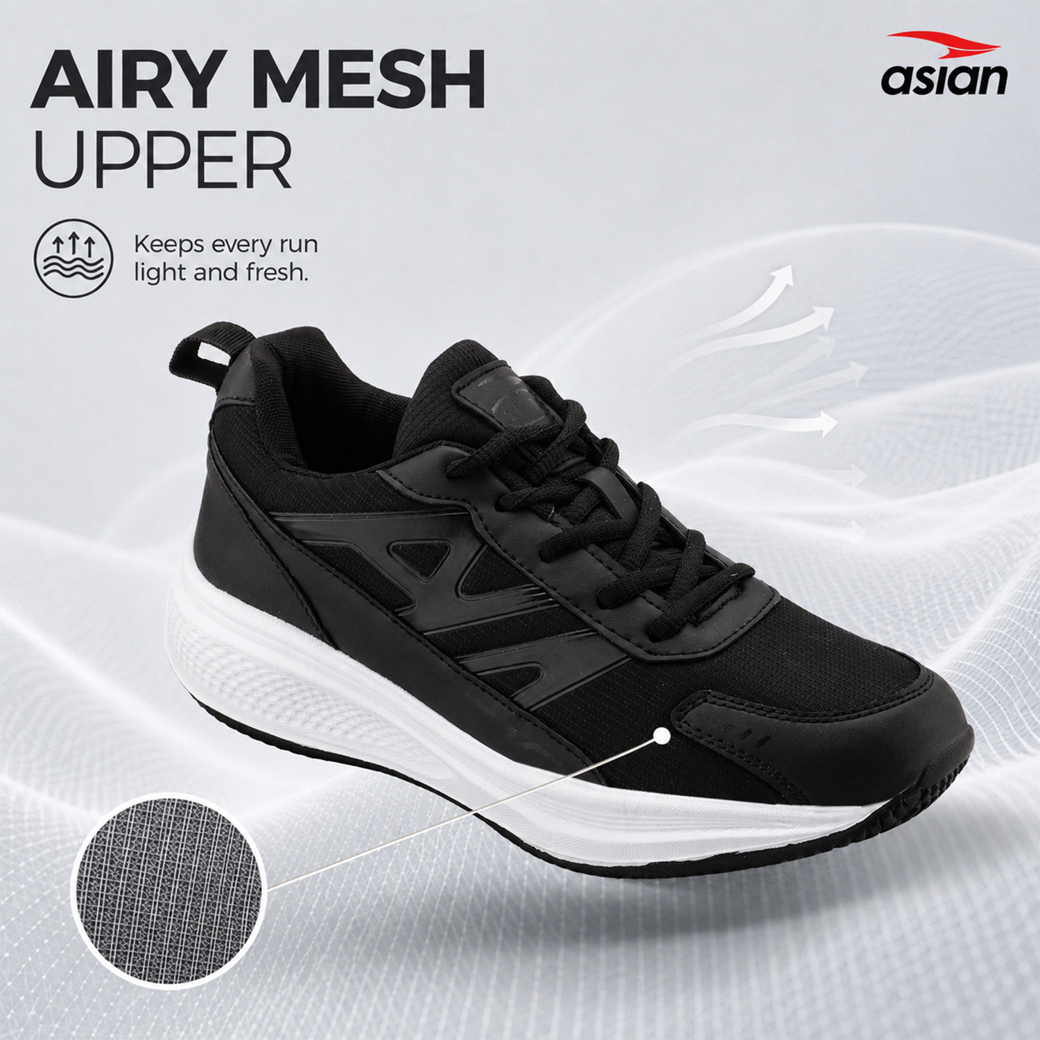Image of asian Wonder-34 Men's Running Shoes with Mesh Upper & Comfortable Cushioned Sole Running Shoes For Men