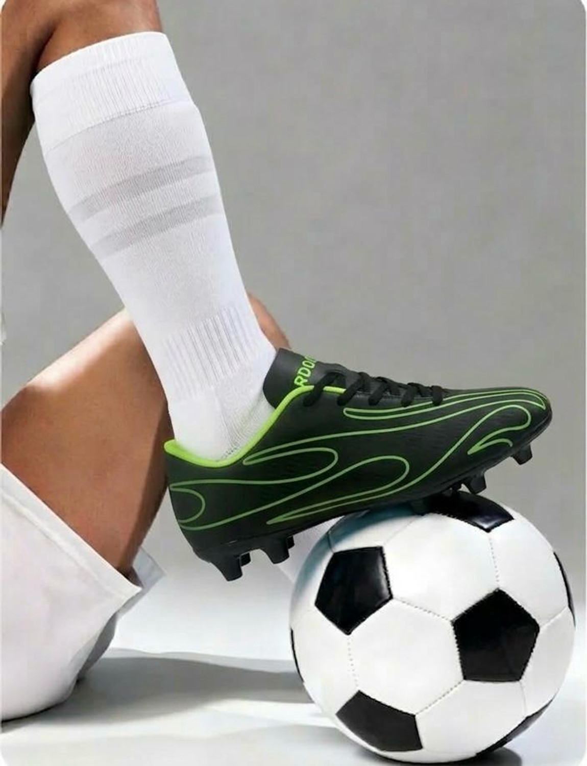 Image of rodox AMAZE Football Shoes For Men (Black, Green, 8)