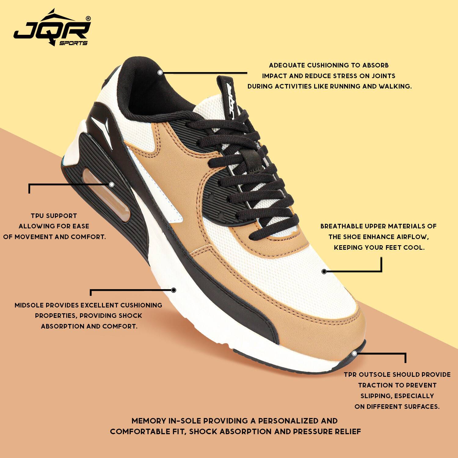 JQR RUMBA Men's White Sneakers - Image 3