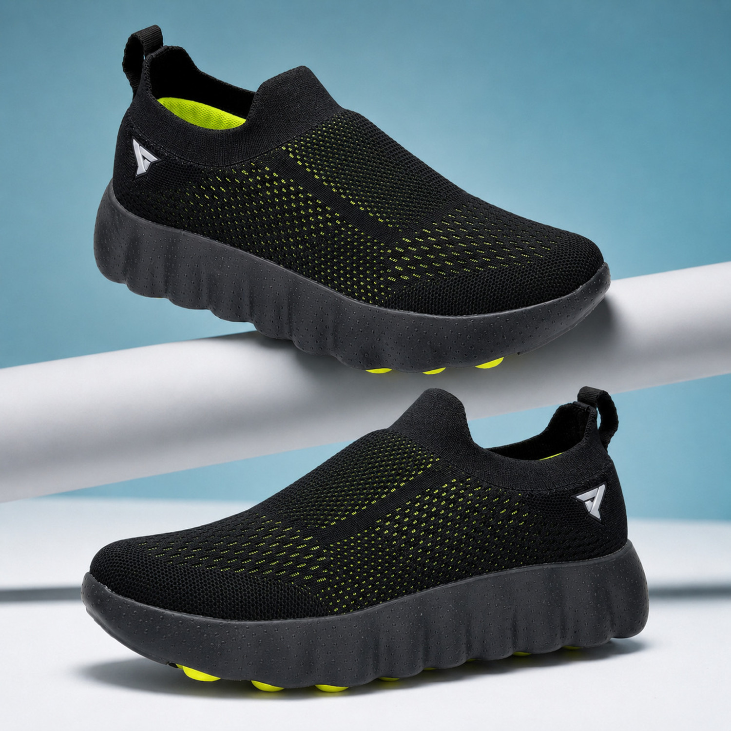 Image of density Sneakers For Men (Black, Green, 7)