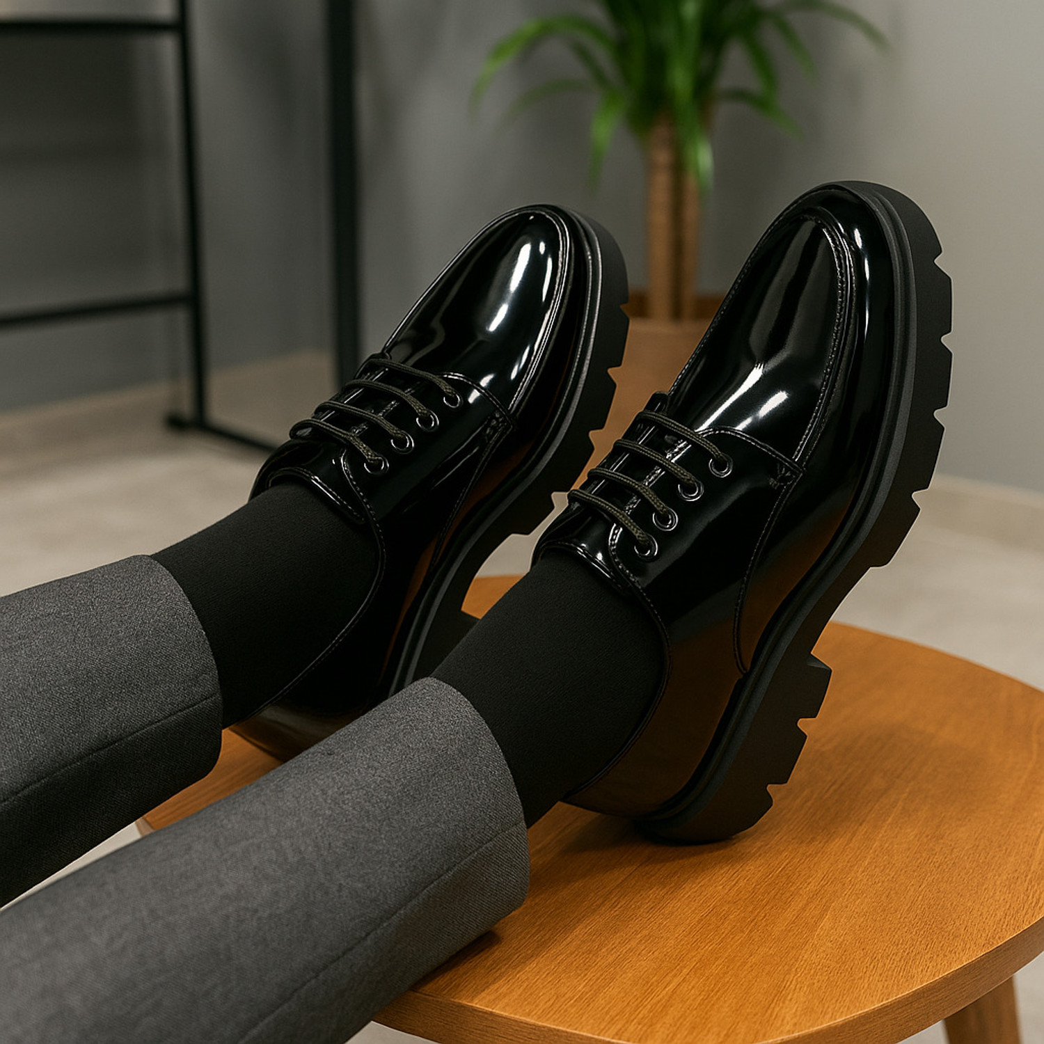 Image of leo's Fitness shoes Leo Chunky Patent Casual Shoes for Office, Party & Everyday Wear Casuals For Men