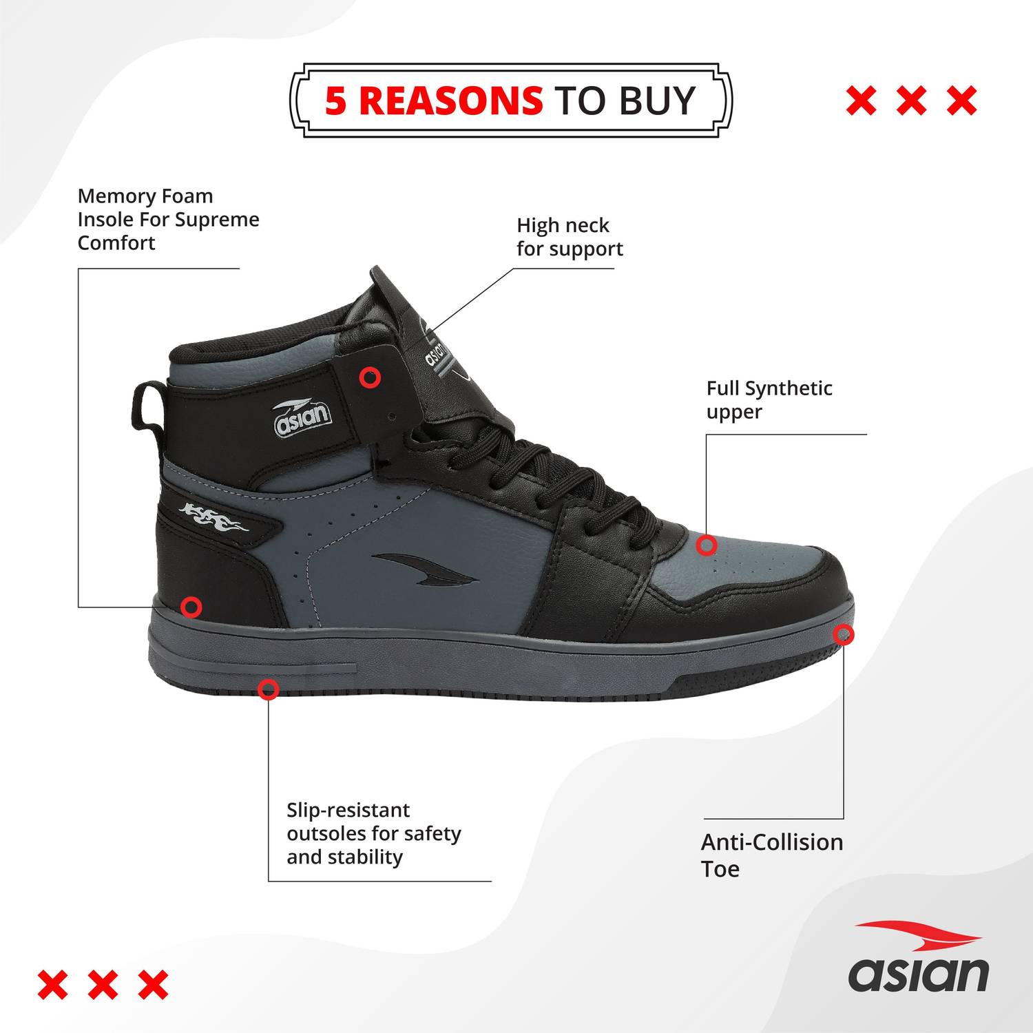 asian High Tops For Men Gray - Image 3