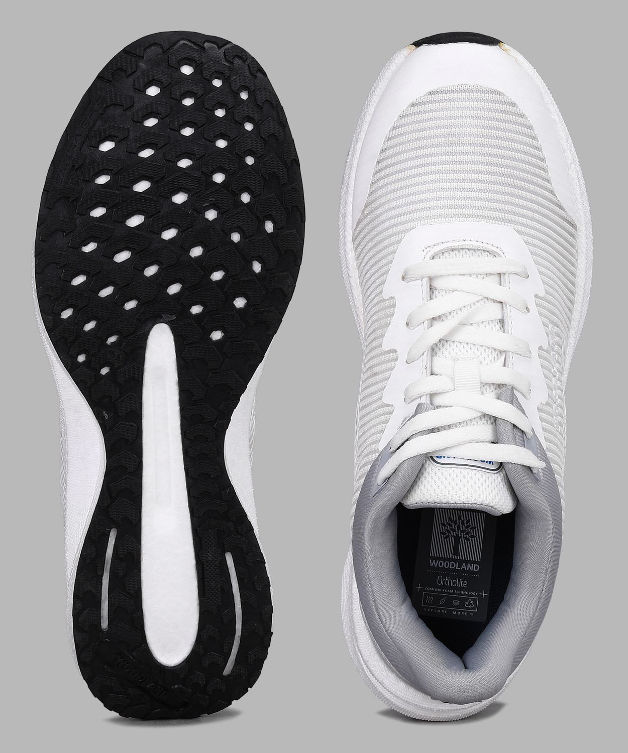 Image of WOODLAND Running Workout Lightweight Breathable Performance Walking Shoes For Men (White, 10)