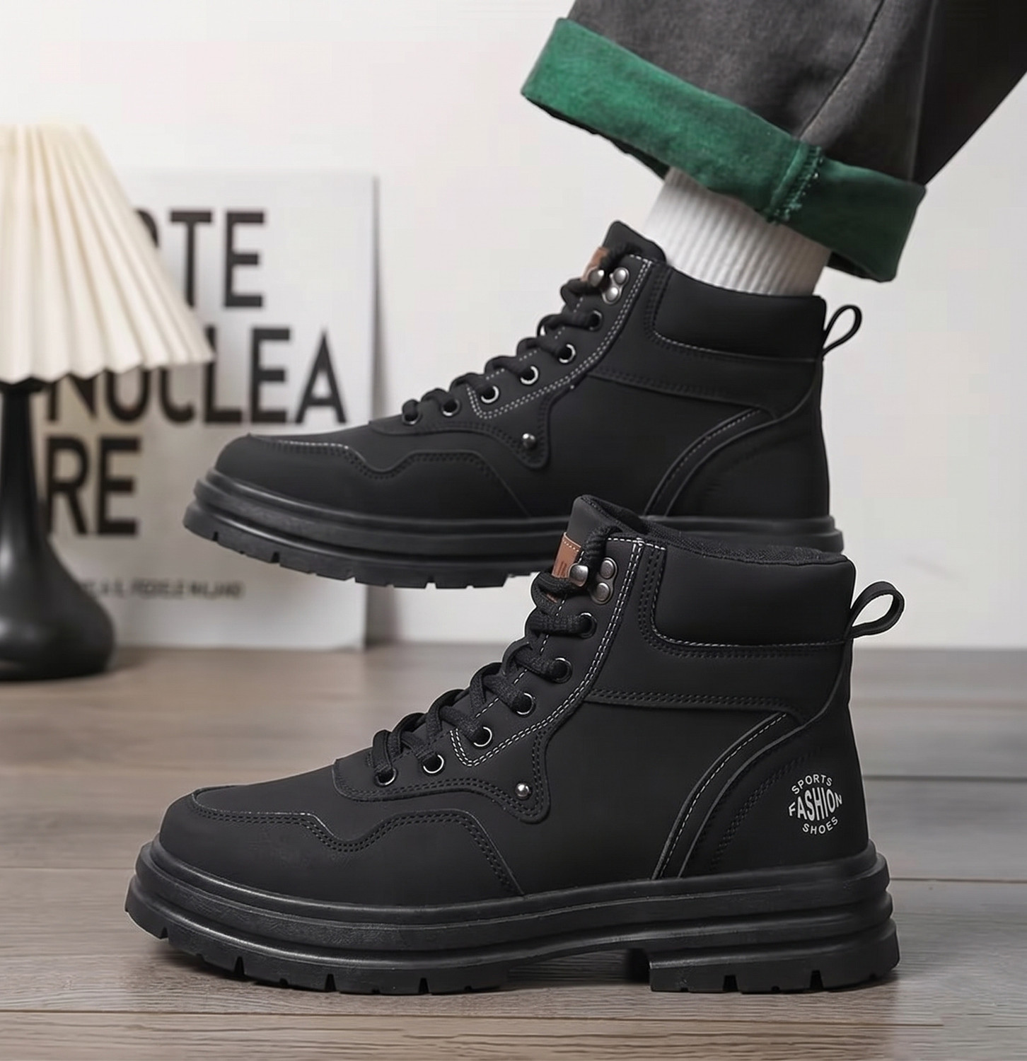 Image of 6ONE9 Stylish Casual High Ancle Sneakers Boot Shoes For Men Black Boot High Tops For Men