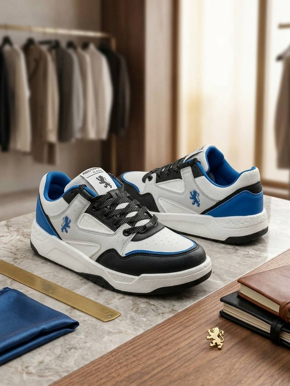RED TAPE Men Black & Blue Chunky Sneakers - Image 4
