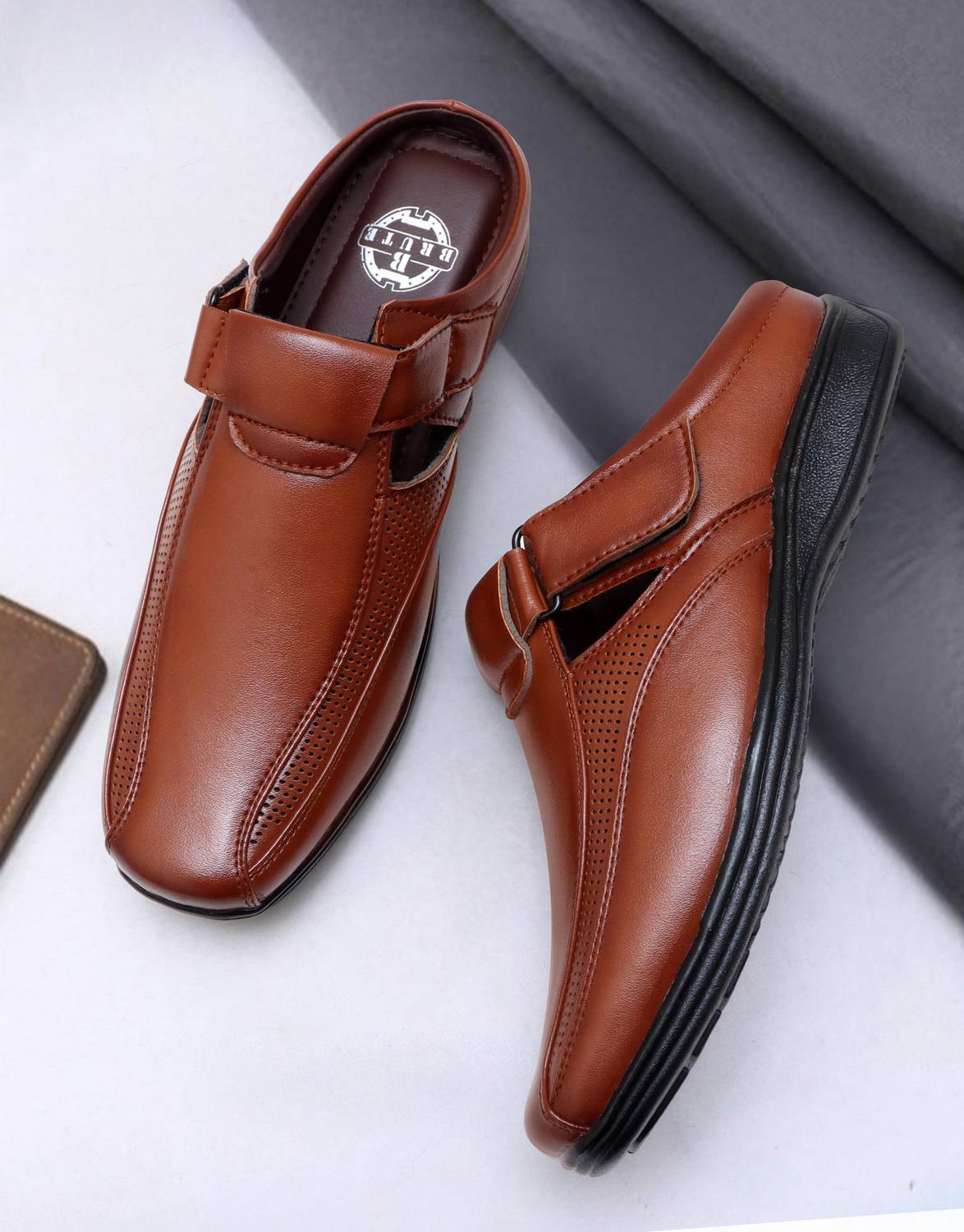 Brute Leather Sandals for Men | Open Fisherman Sandals | Half Sandals Outdoors For Men