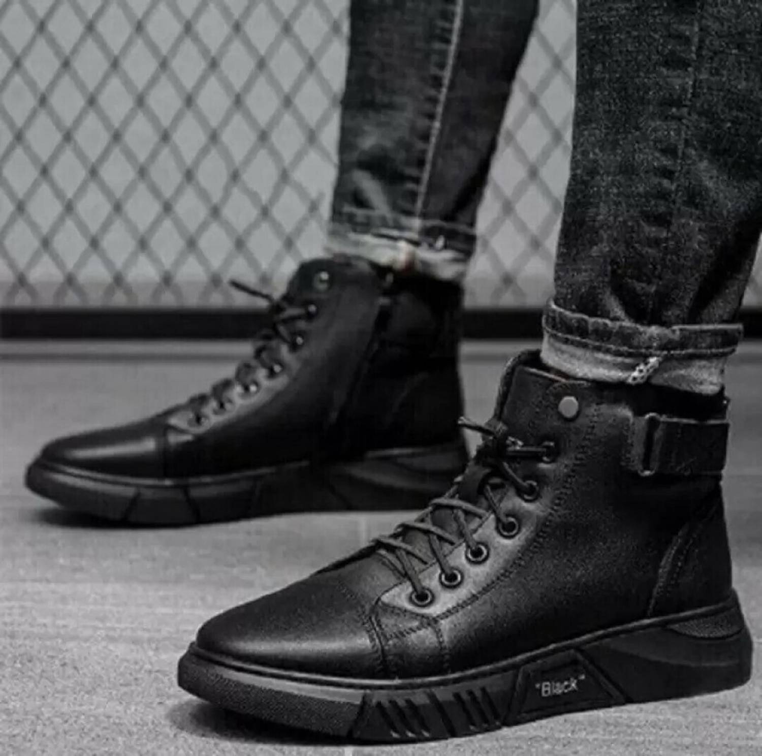 External High Tops for Men, Black - Image 2