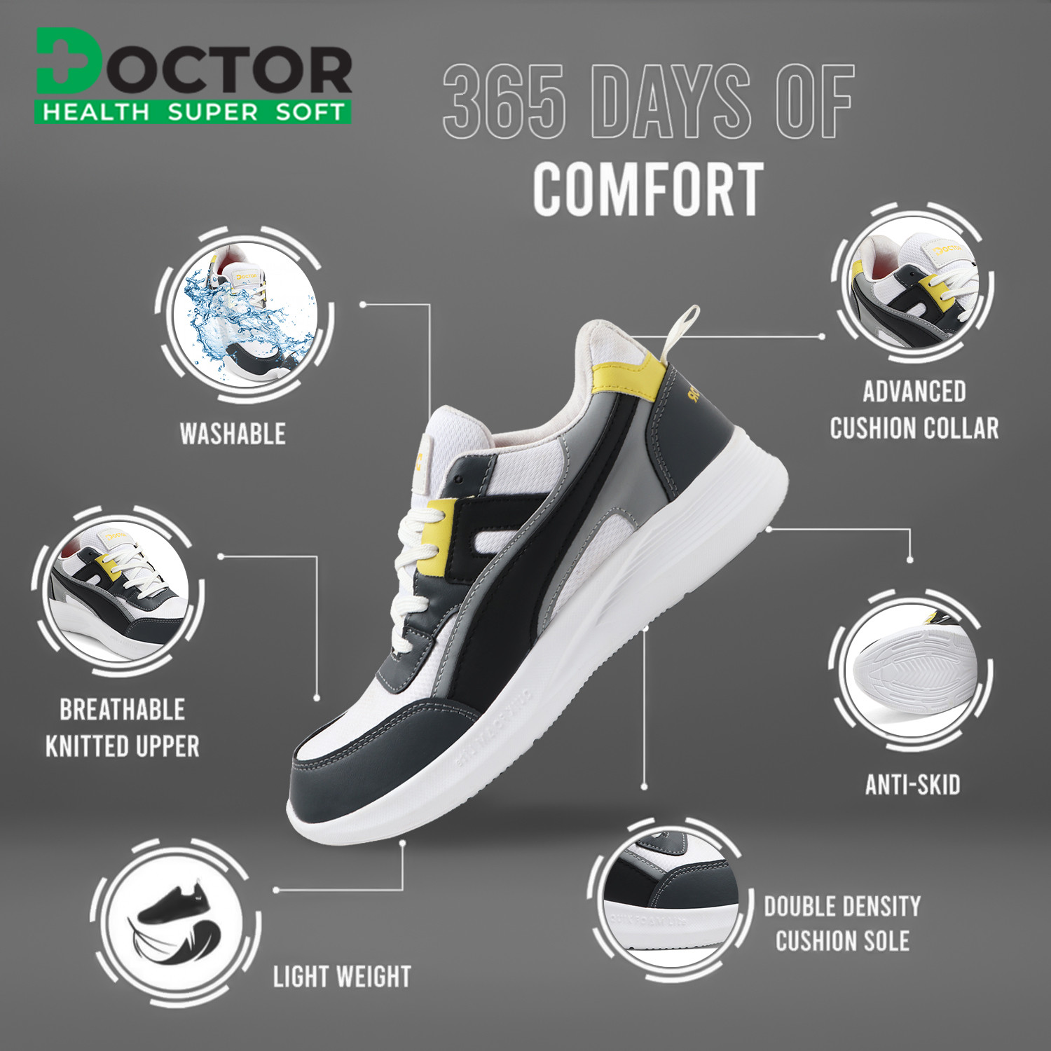 Image of Doctor Health Super Soft Sports Shoes for Men - Athletics|Lightweight|Gym|Training,Walking Casuals For Men
