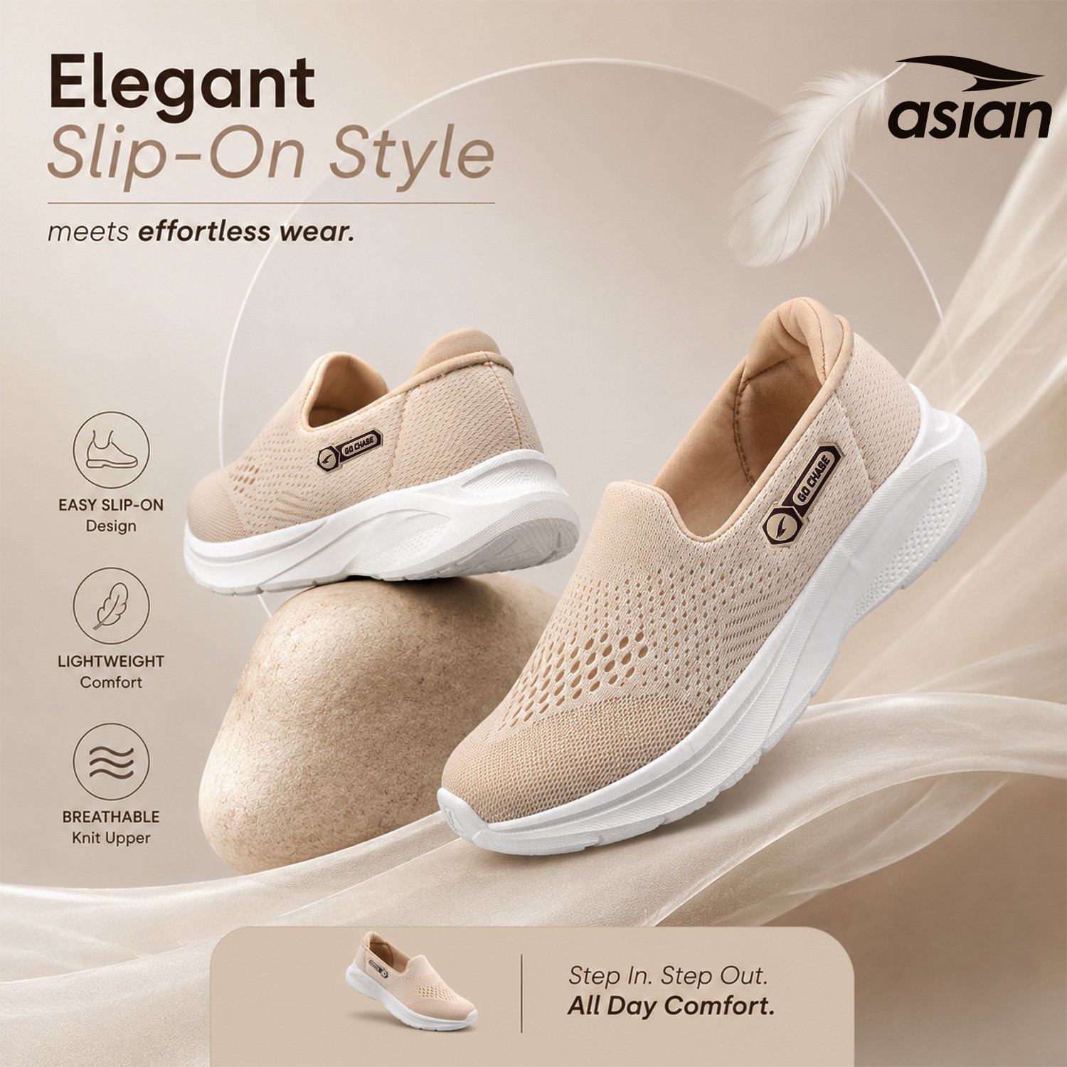 Image of asian Style Walk-31 Women's Walking Shoes | Lightweight, Breathable with Arch Support Loafers For Women