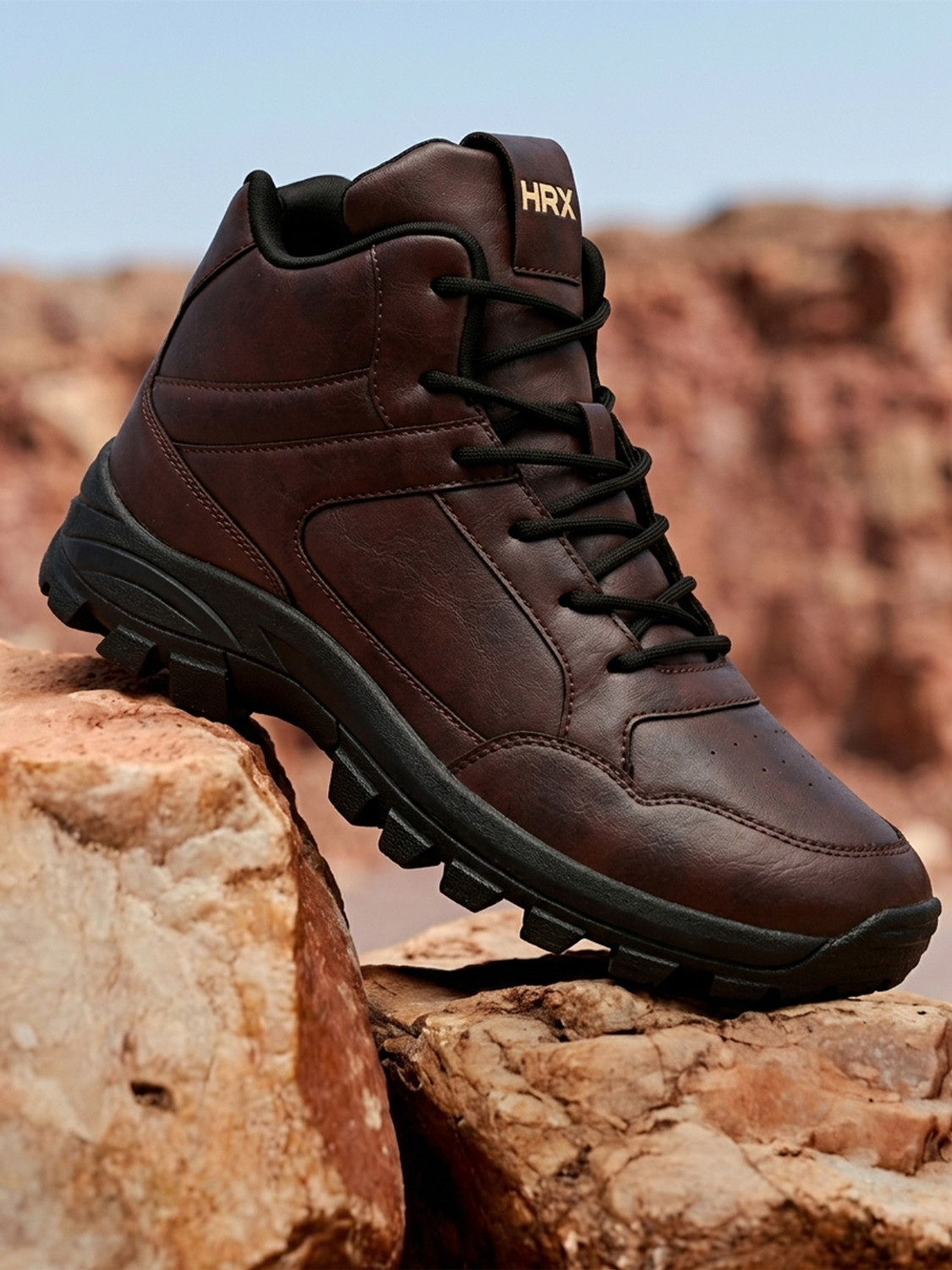 Image of HRX by Hrithik Roshan HX-389 04 Hiking & Trekking Shoes For Men (Brown, 10)