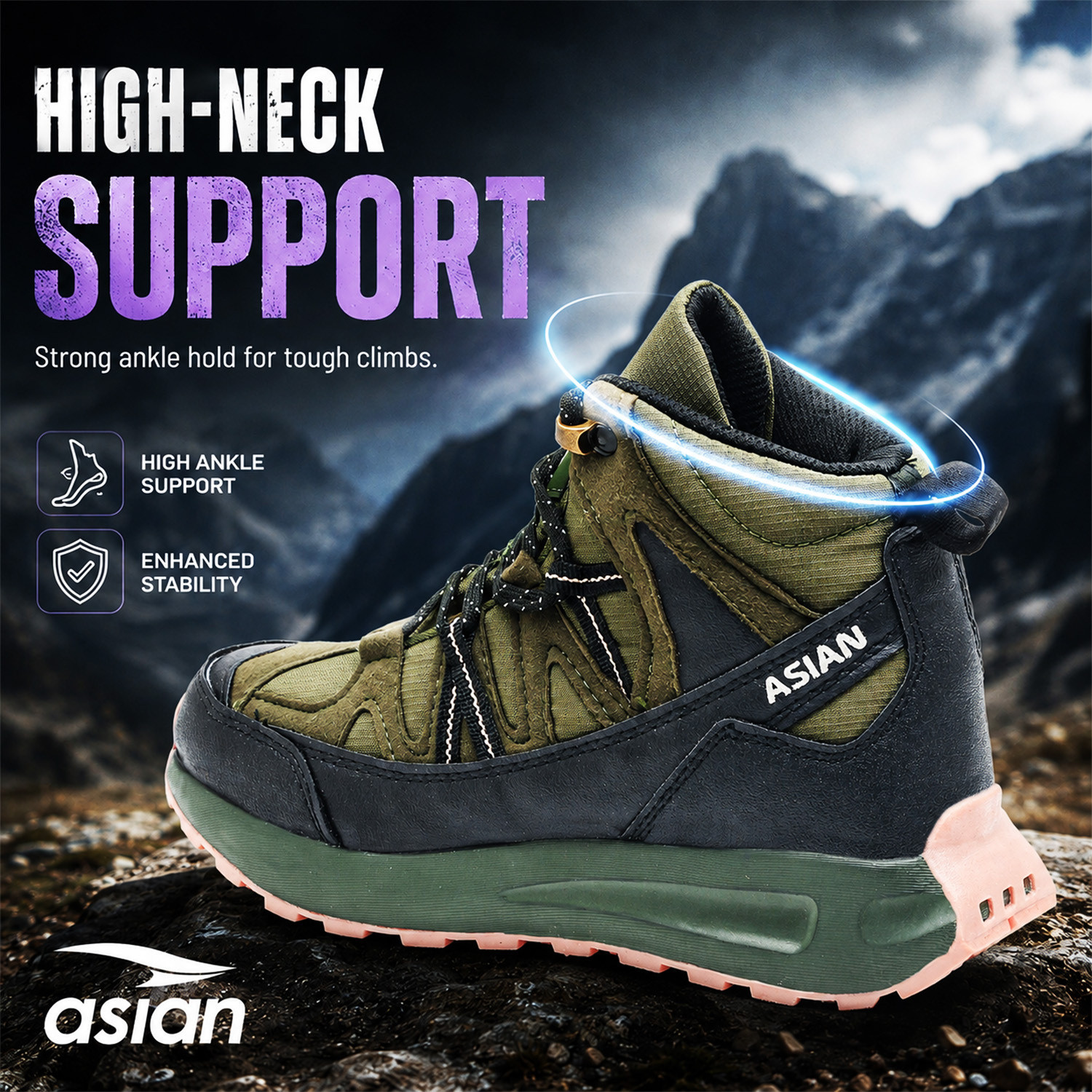Image of asian Everest W-21 Women's Trekking Shoes | All Terrain Grip with Comfort & Hike Outdoors For Women