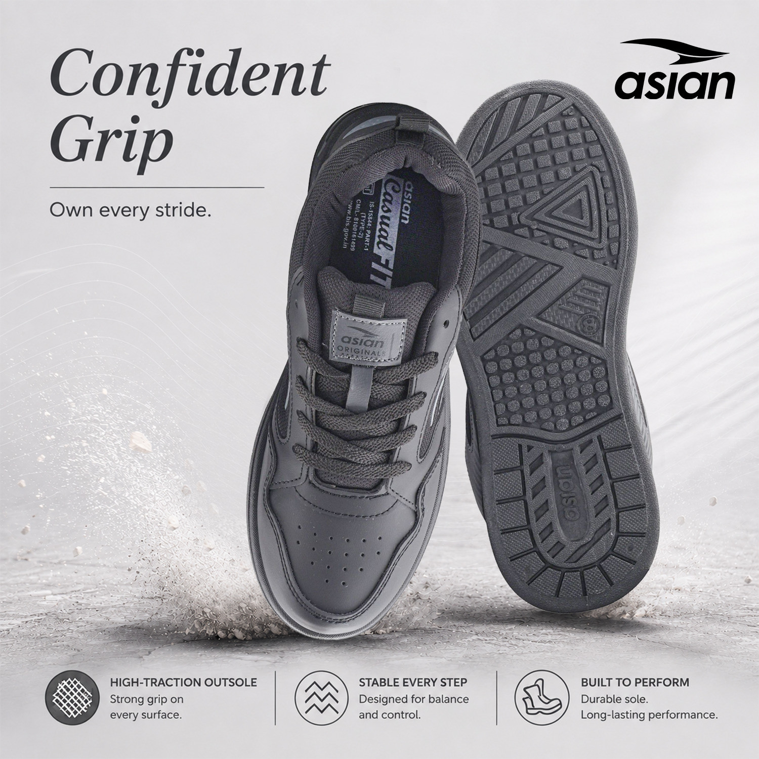 Image of asian Defender-03 Men's Casual Sneakers with Cushioned Sole & Low Top Style Sneakers For Men