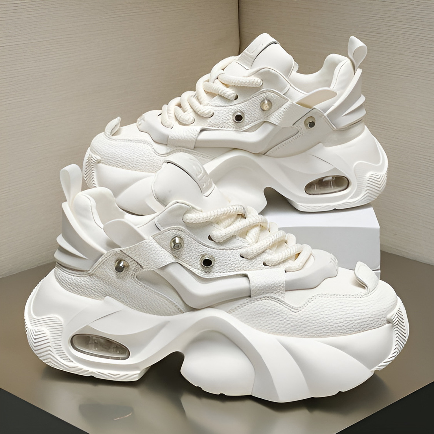 Image of Spiked White Sports Shoes for Men | Casual Sneakers for Boys Sneakers For Unisex