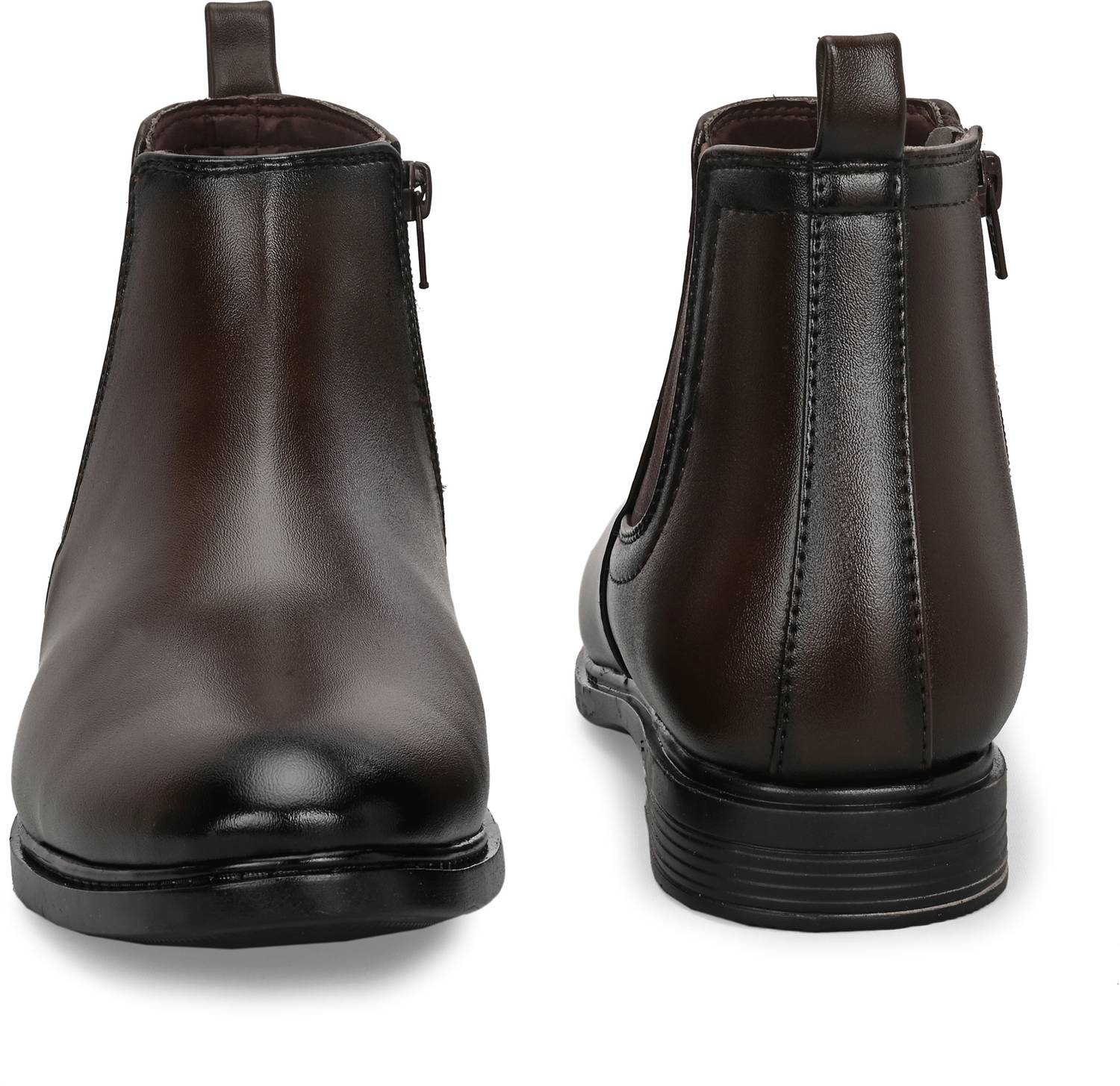 iRON KEY Men's Brown Side Zipper Chelsea Boots - Image 3