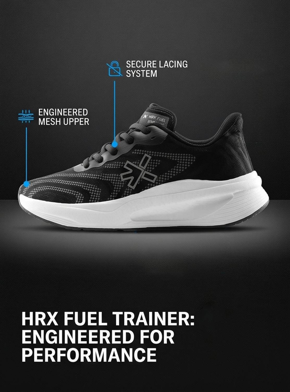 HRX by Hrithik Roshan Running Shoes for Men, Black - Image 4