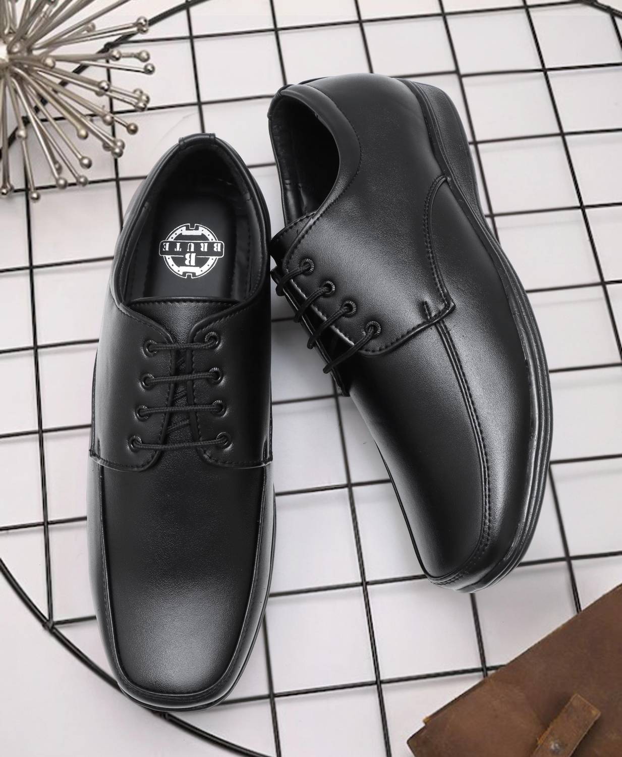 Brute Men’s Formal Shoes Oxford Faux Leather Shoes Lace Up For Men