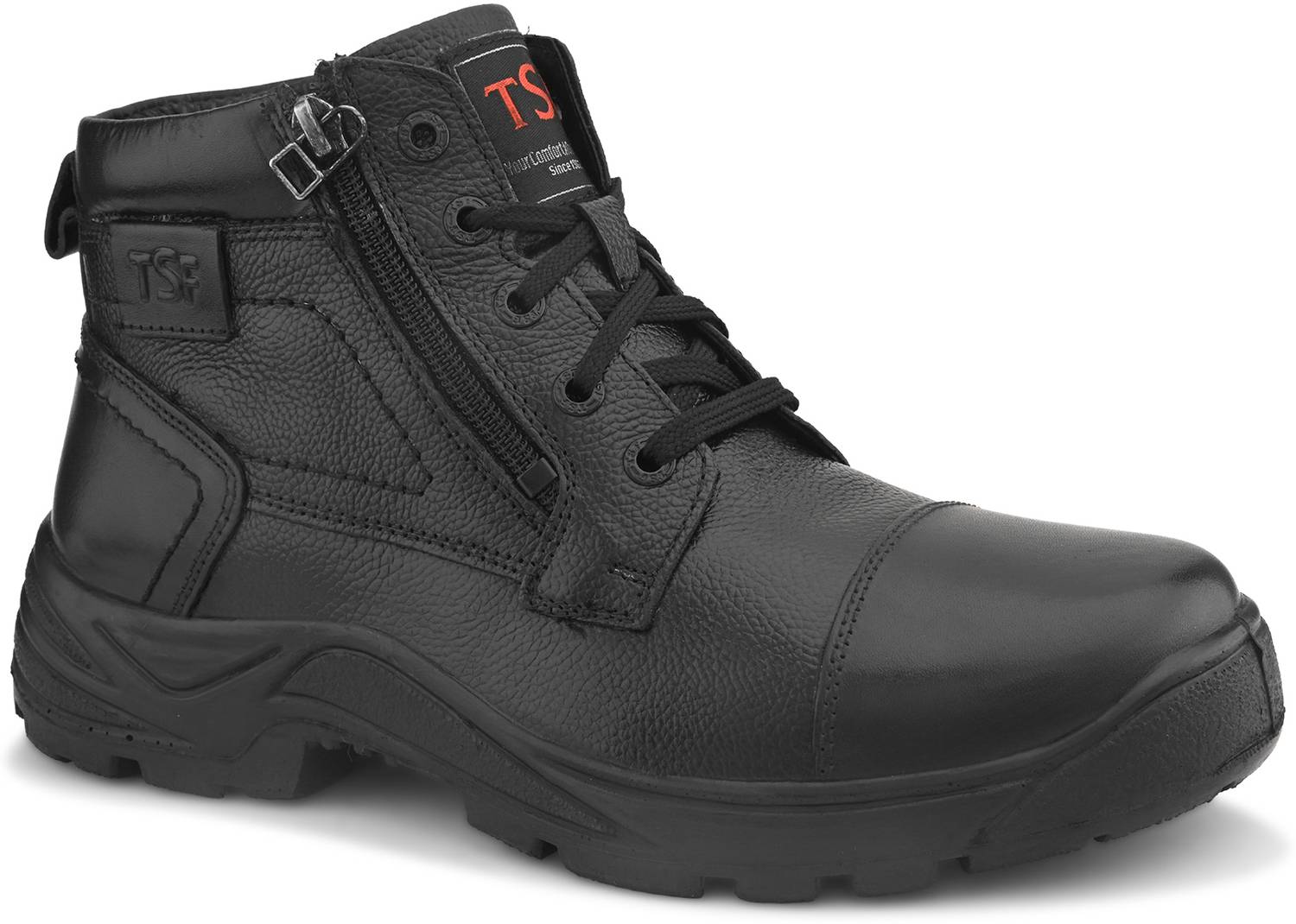 TSF TSF 9405 Black Genuine Leather Zipper//Police Boots For Men
