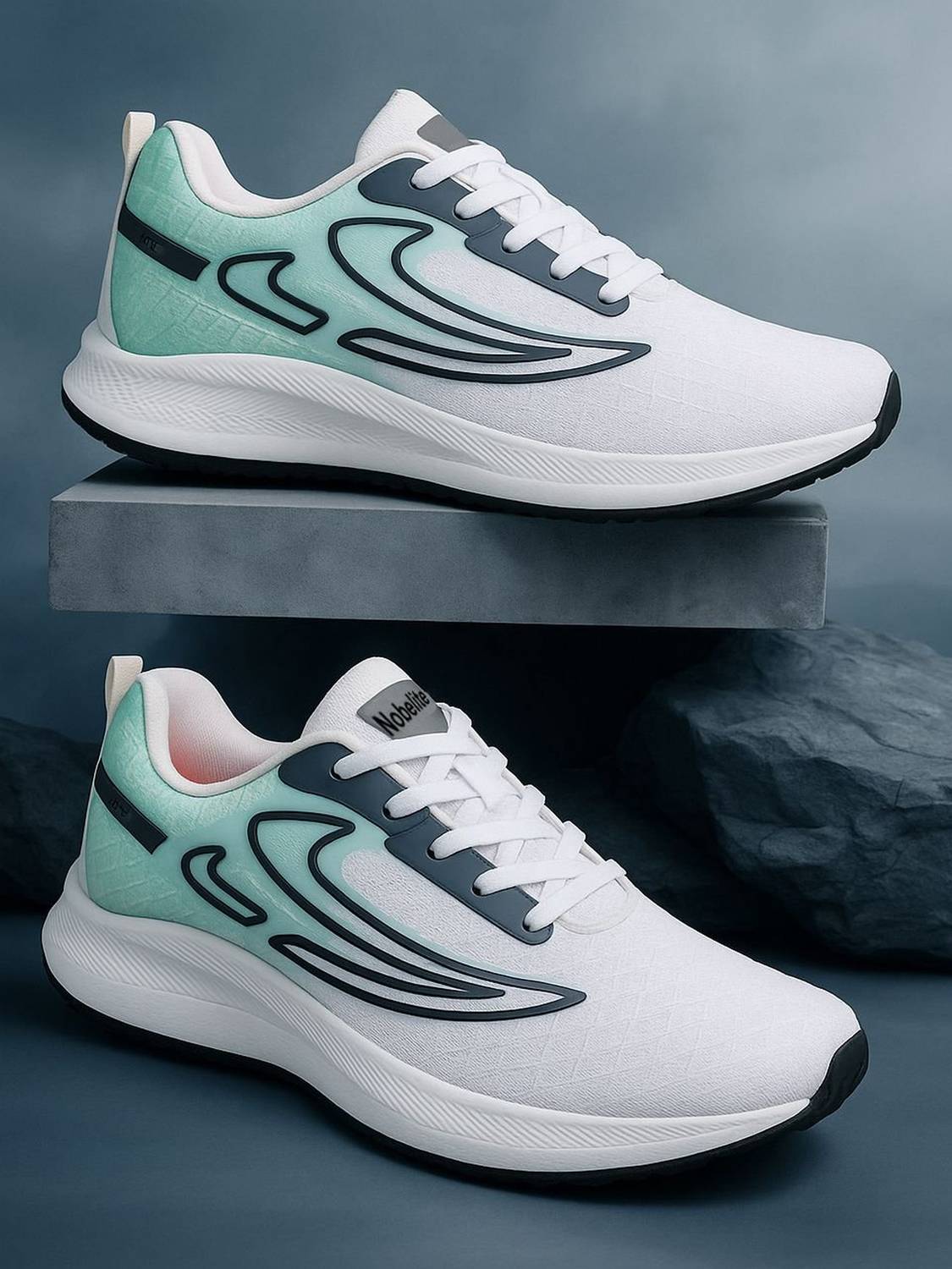 NOBELITE Premium Sports, White Sneakers, Running, Gym, Trending, Stylish Running Shoes For Men