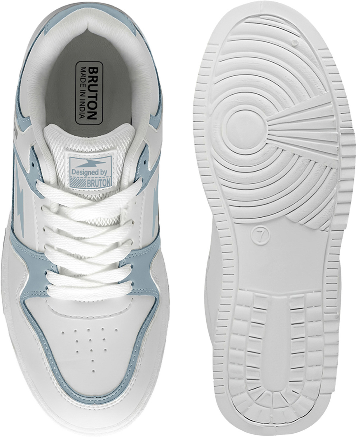 Image of BRUTON 218- Pulse X | Stylish Casual Shoes | Comfortable | Lace-Up & Daily Wear Loafers For Men (White, Blue, 8)