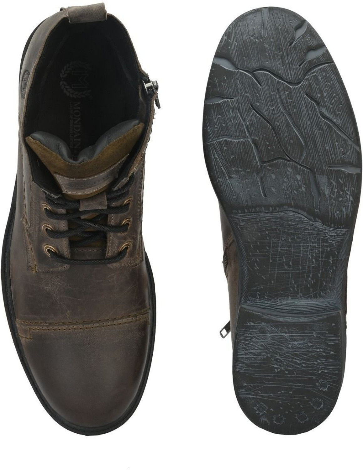Image of MONDAIN 100% Genuine Leather New Trend Damaged Desgine Leather Shoes For Men Boots For Men