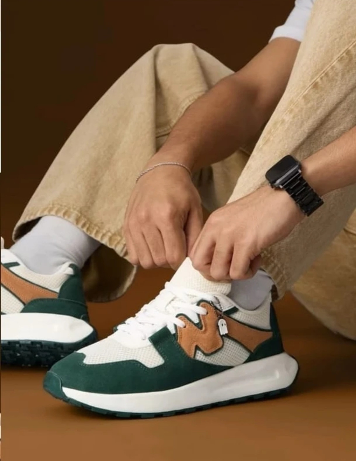 Image of Sender Men's Colorblock Casual Sneakers | Lace-Up Lightweight Sports Shoes Sneakers For Men