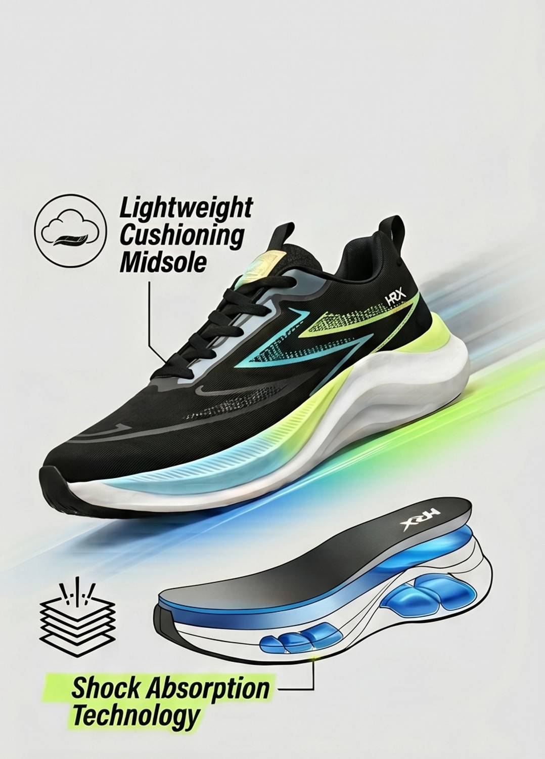 HRX Running Shoes for Men (Black) - Image 2