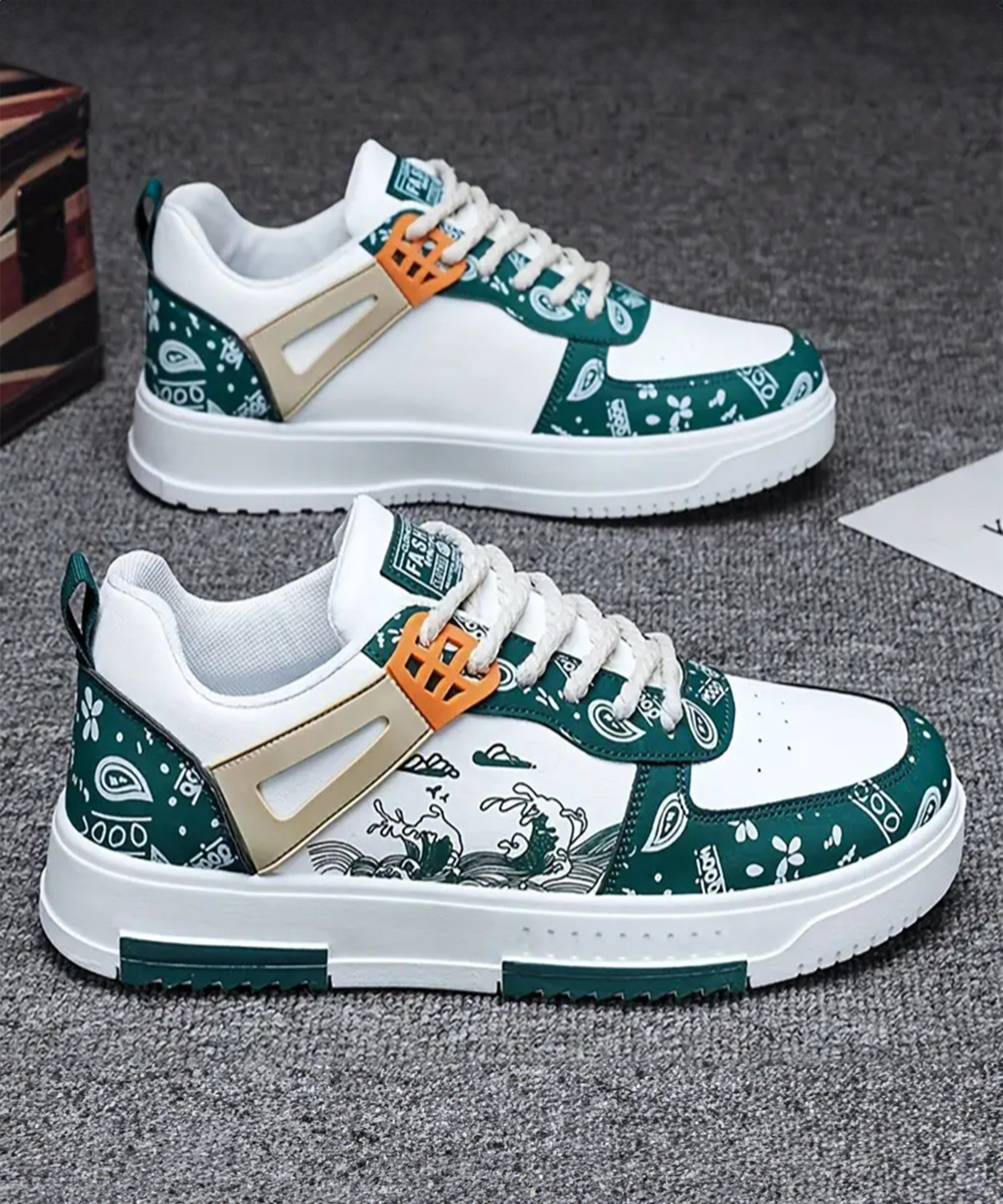 Image of Xtoon Good vibes white green light weight sneakers sports Casuals For Men